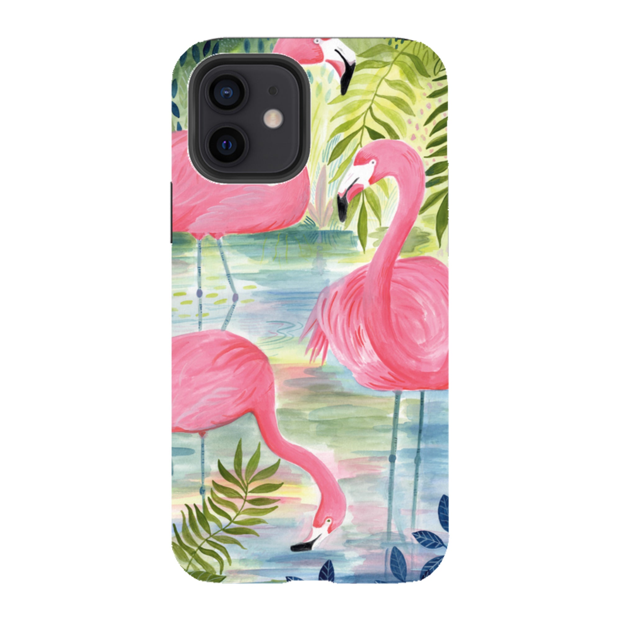 iPhone Tough Case - Three Flamingo By Bex Parkin