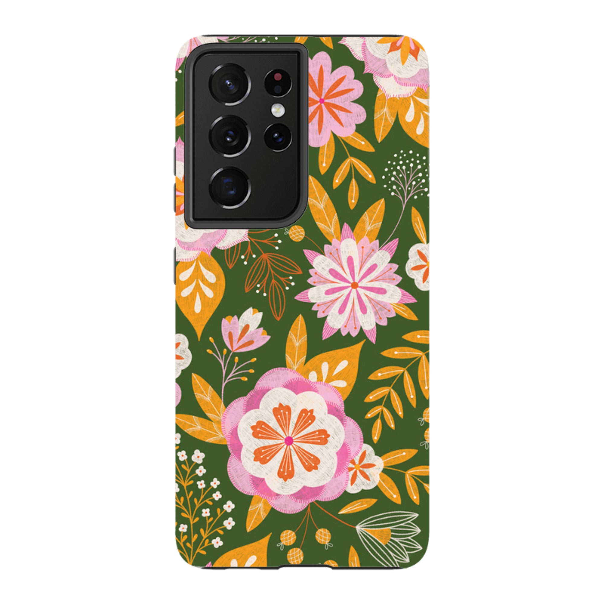 Samsung Tough Case - Big Bold Blooms Green By Jenny Zemanek