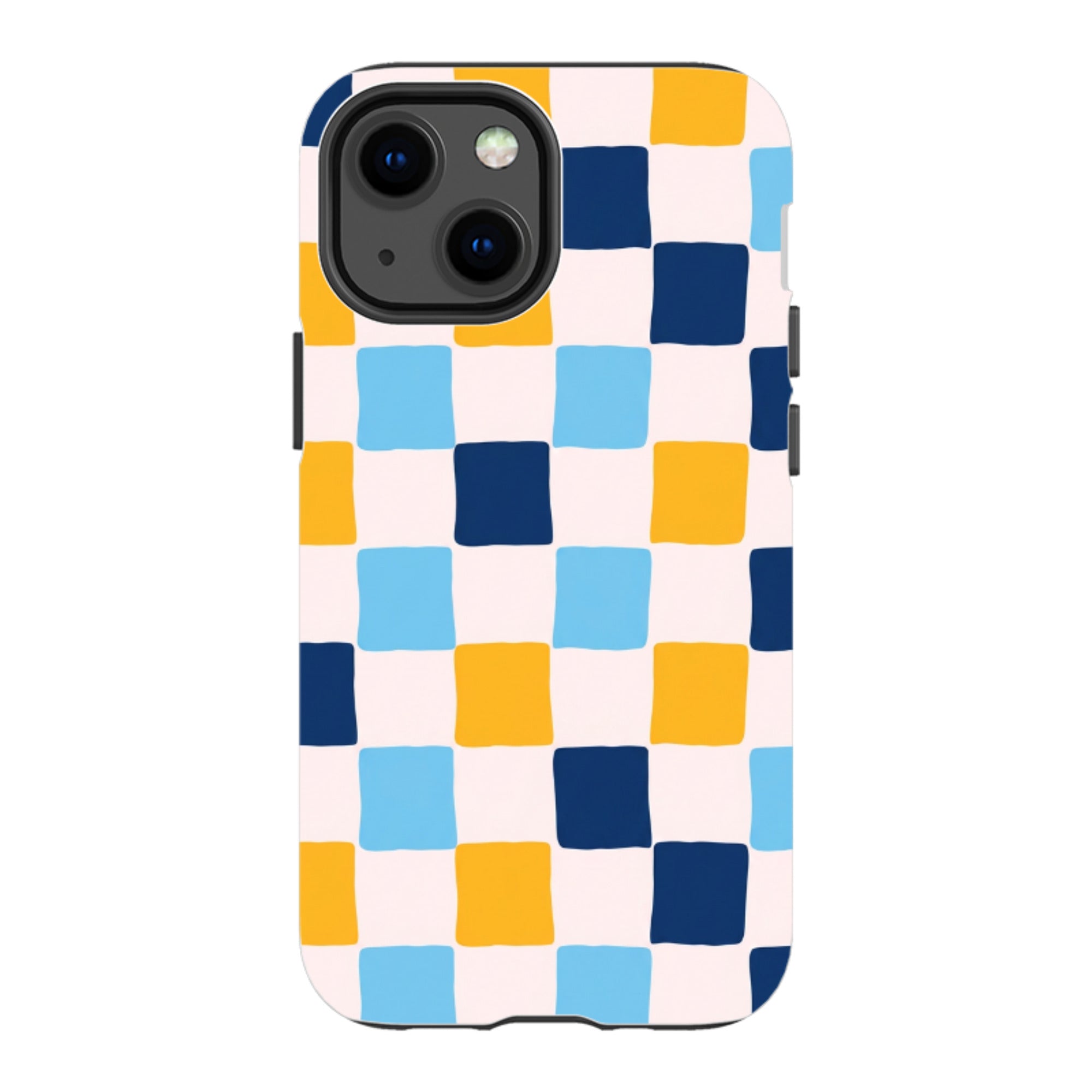 iPhone Tough Case - Blue & Yellow Checkerboard