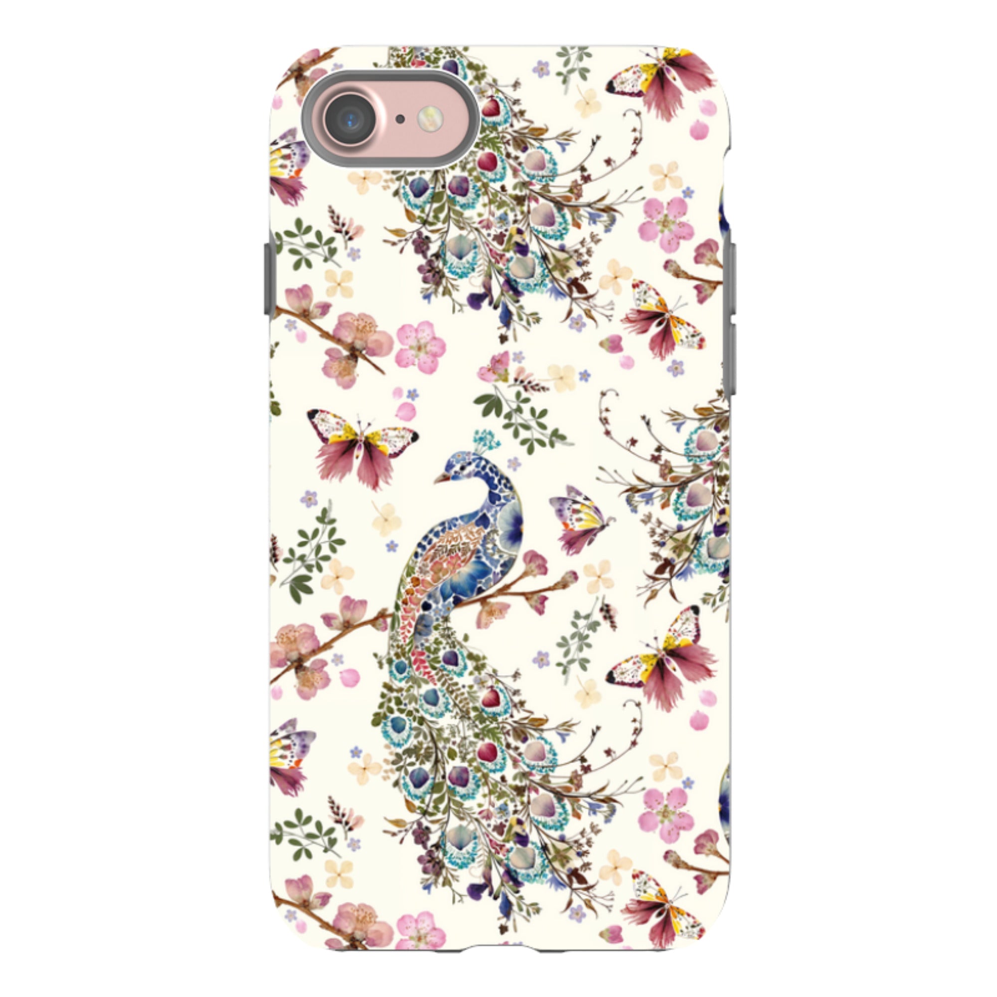 iPhone Tough Case - Peacock and Cherry Blossoms By Helen Ahpornsiri