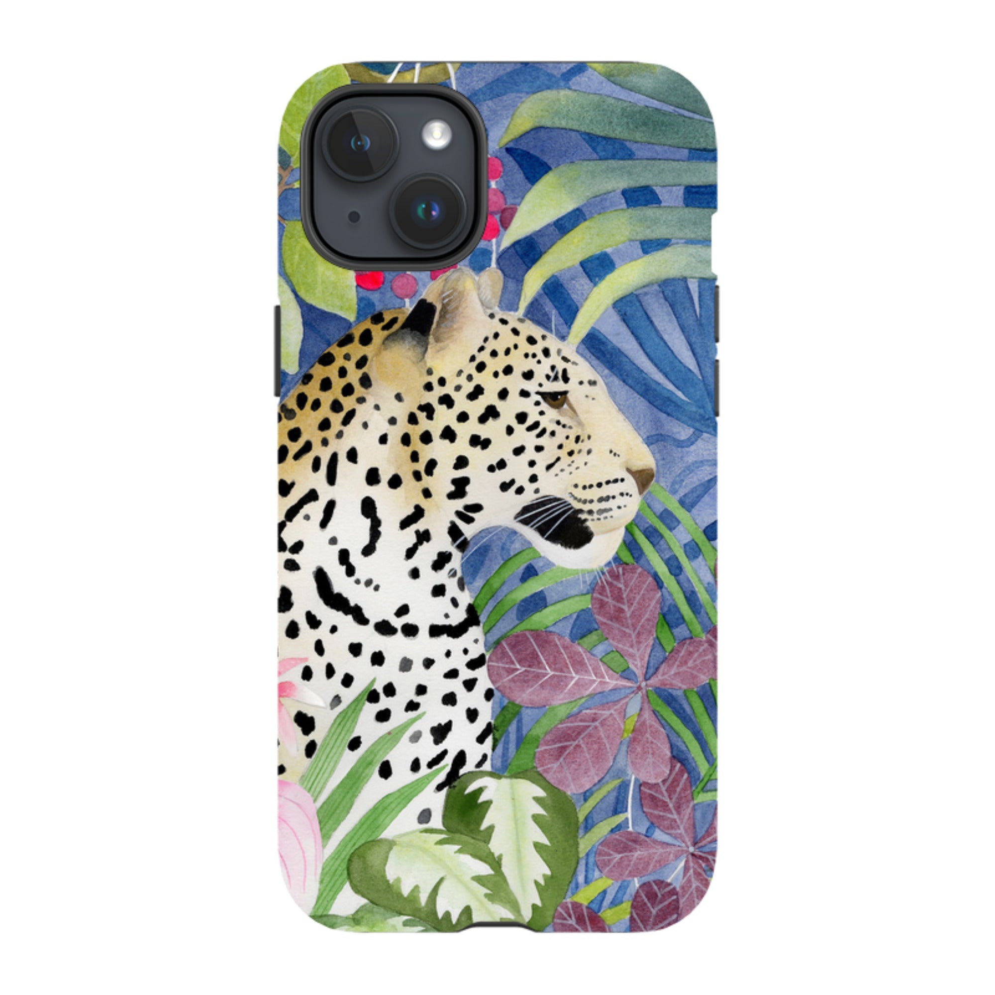 iPhone Tough Case - Blue Jungle Leopard By Bex Parkin