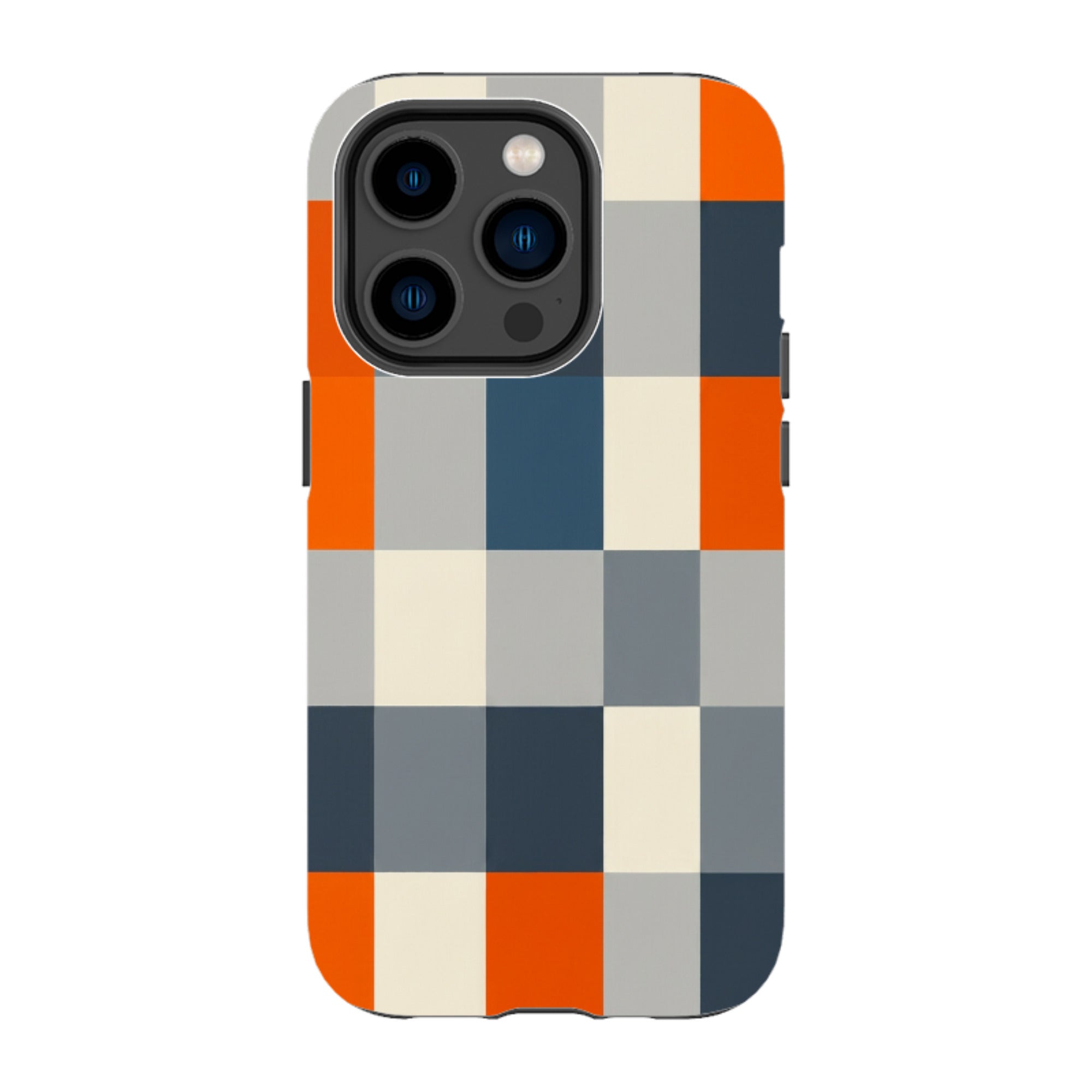iPhone Tough Case - Navy Blue & Orange Plaid