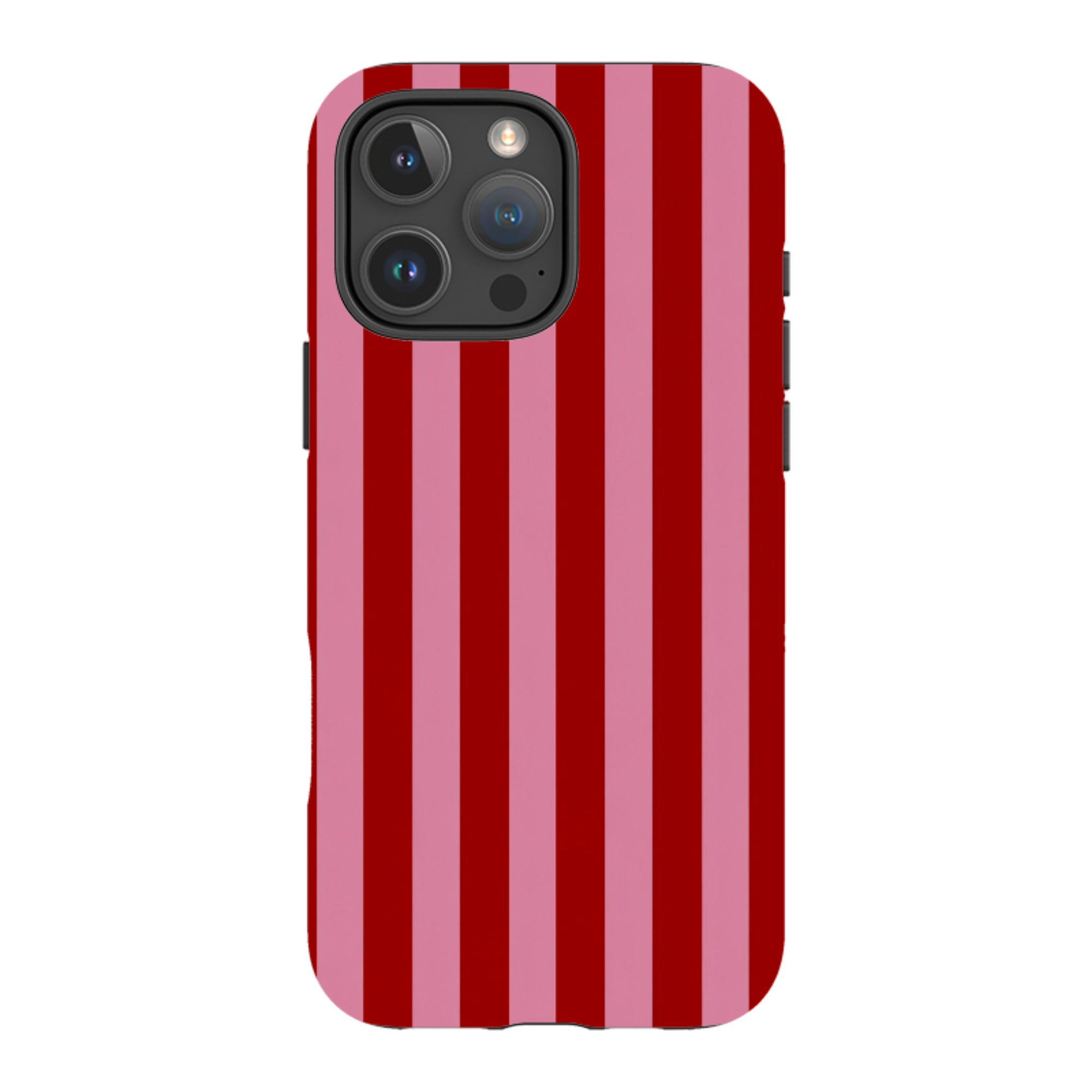 iPhone Tough Case - Burgundy & Pink Stripe