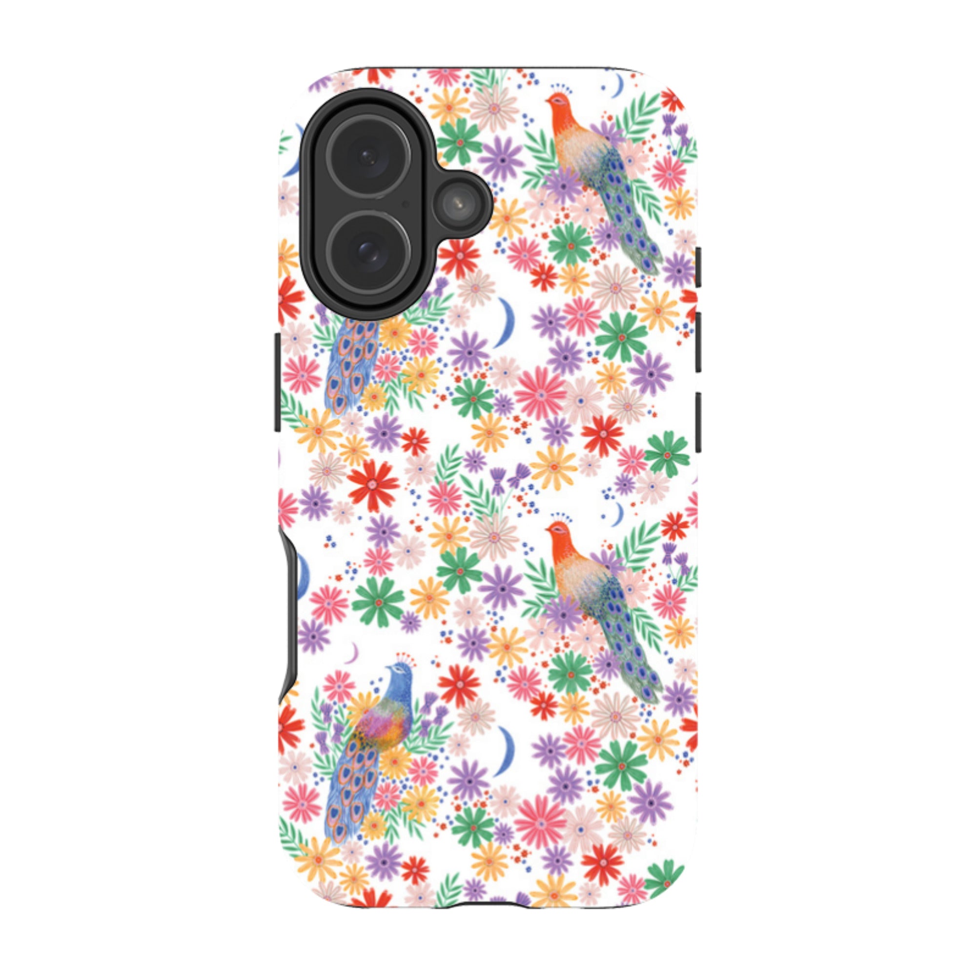 iPhone Tough Case - Peacock Pattern White By Lee Foster Wilson