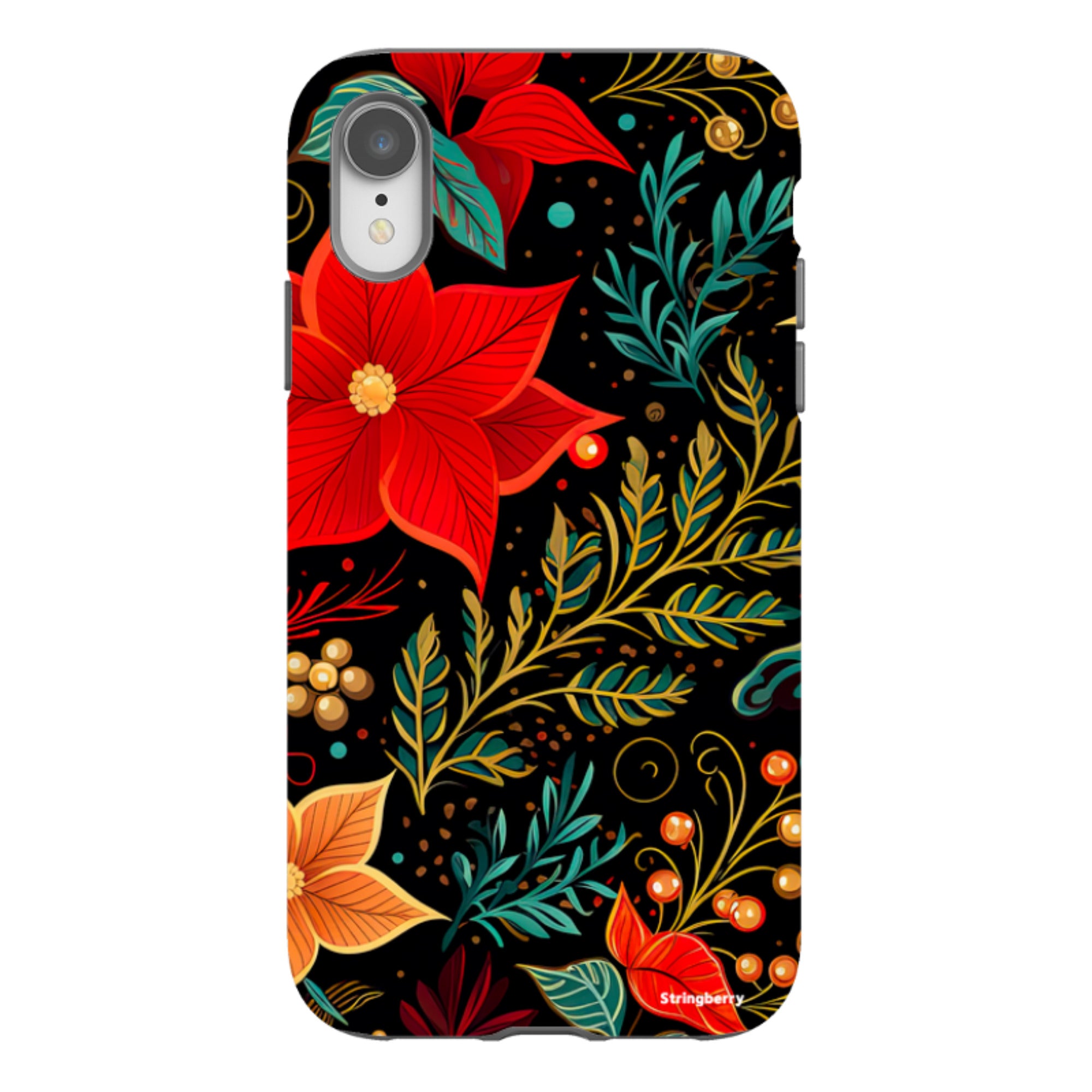 iPhone Tough Case - Red Winter Floral II