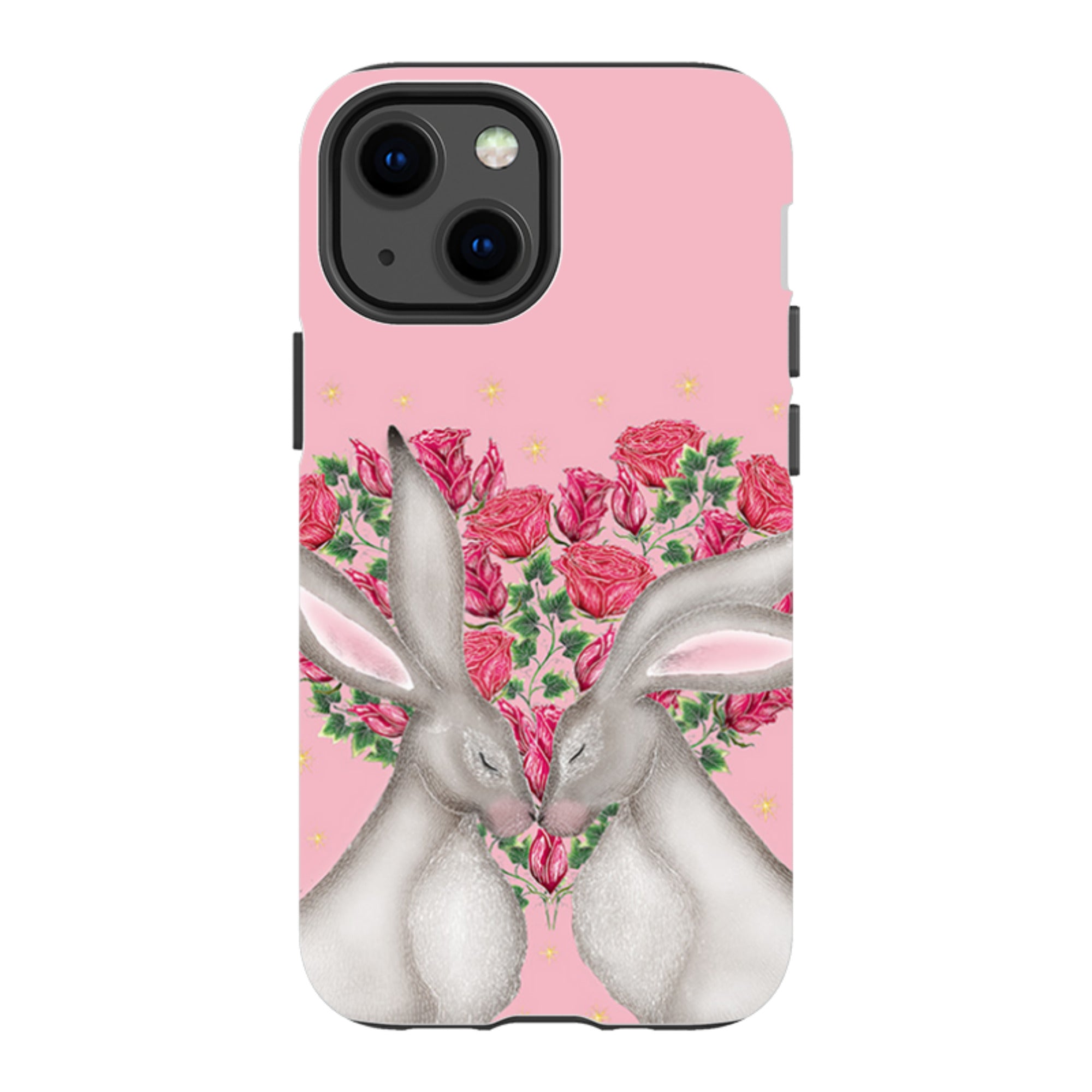 iPhone Tough Case - White Hares Rose Heart By Catherine Rowe