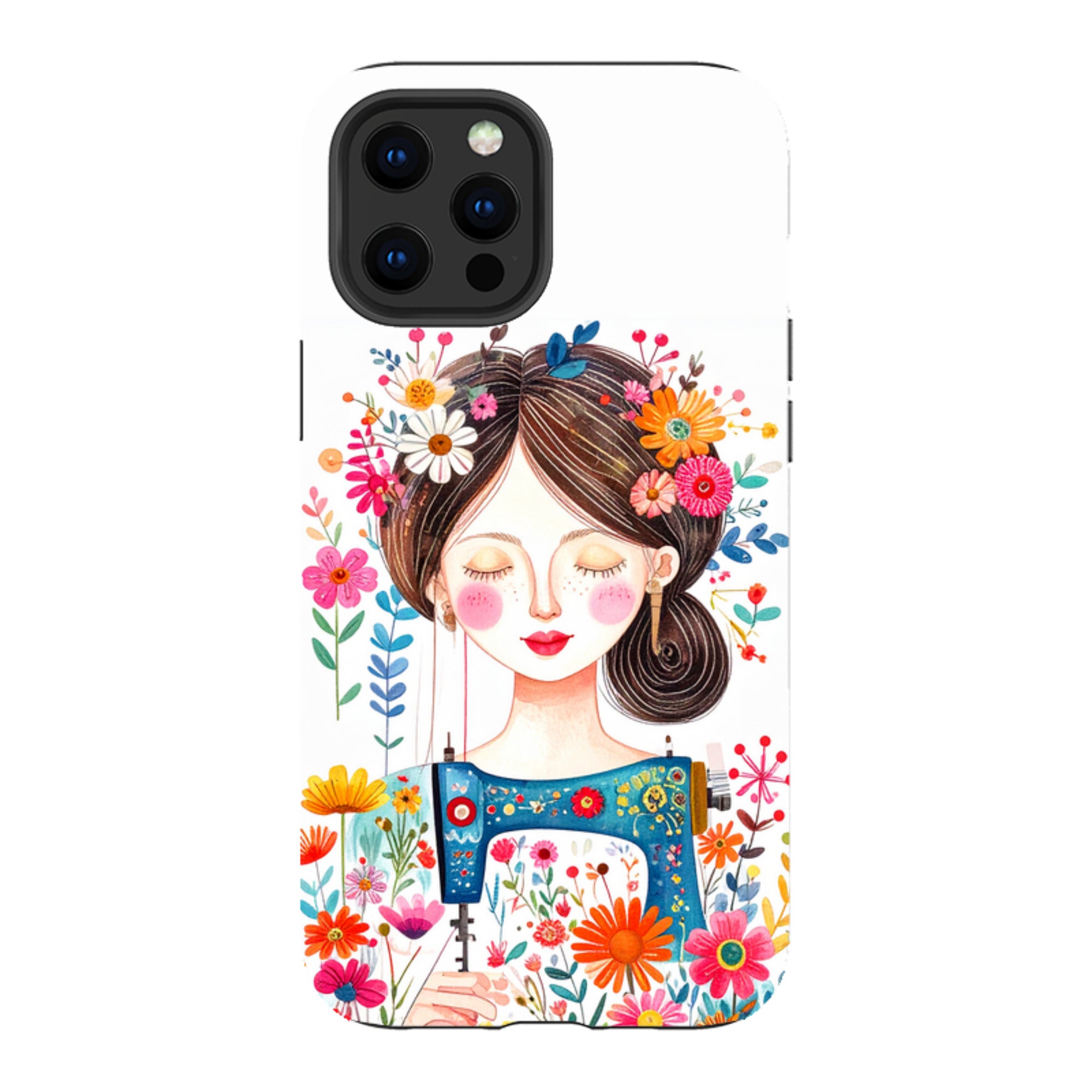 iPhone Case - Floral Sewing Lady