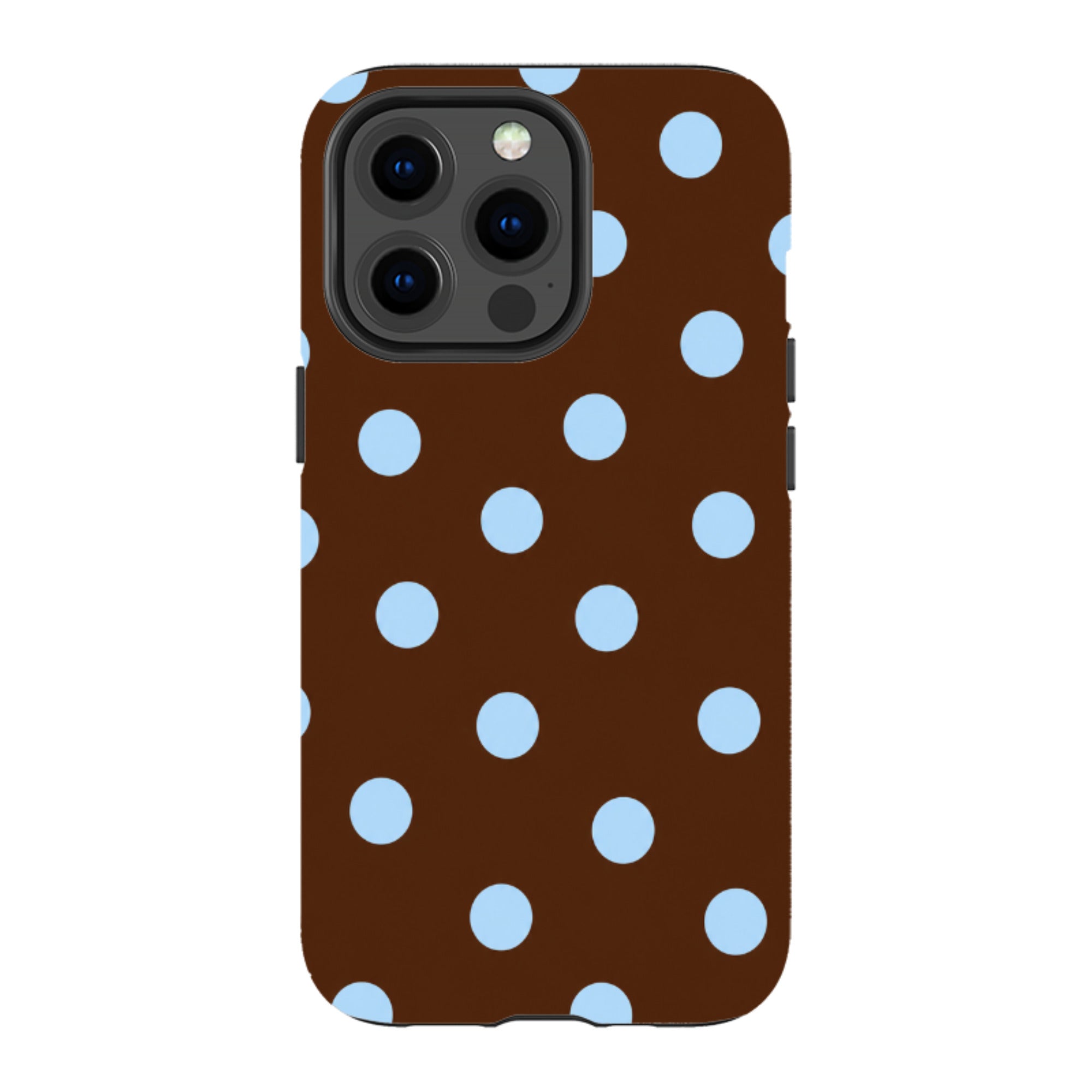 iPhone MagSafe Tough Case - Chocolate Brown & Baby Blue Polka Dot