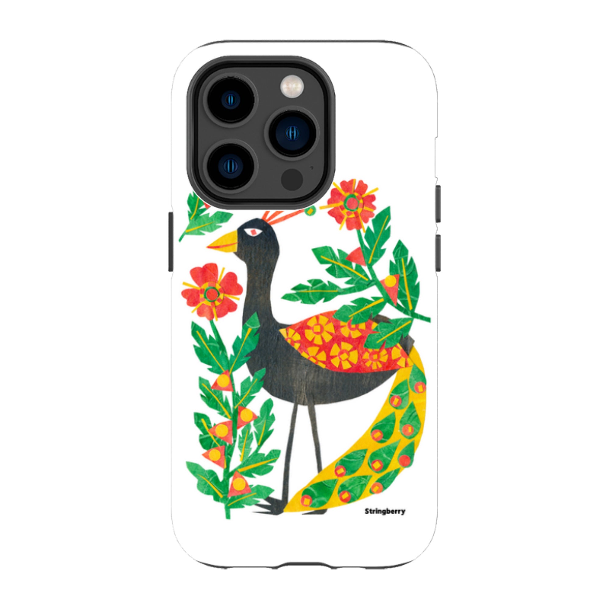 iPhone Tough Case - Folk Floral Peahen By Tracey English