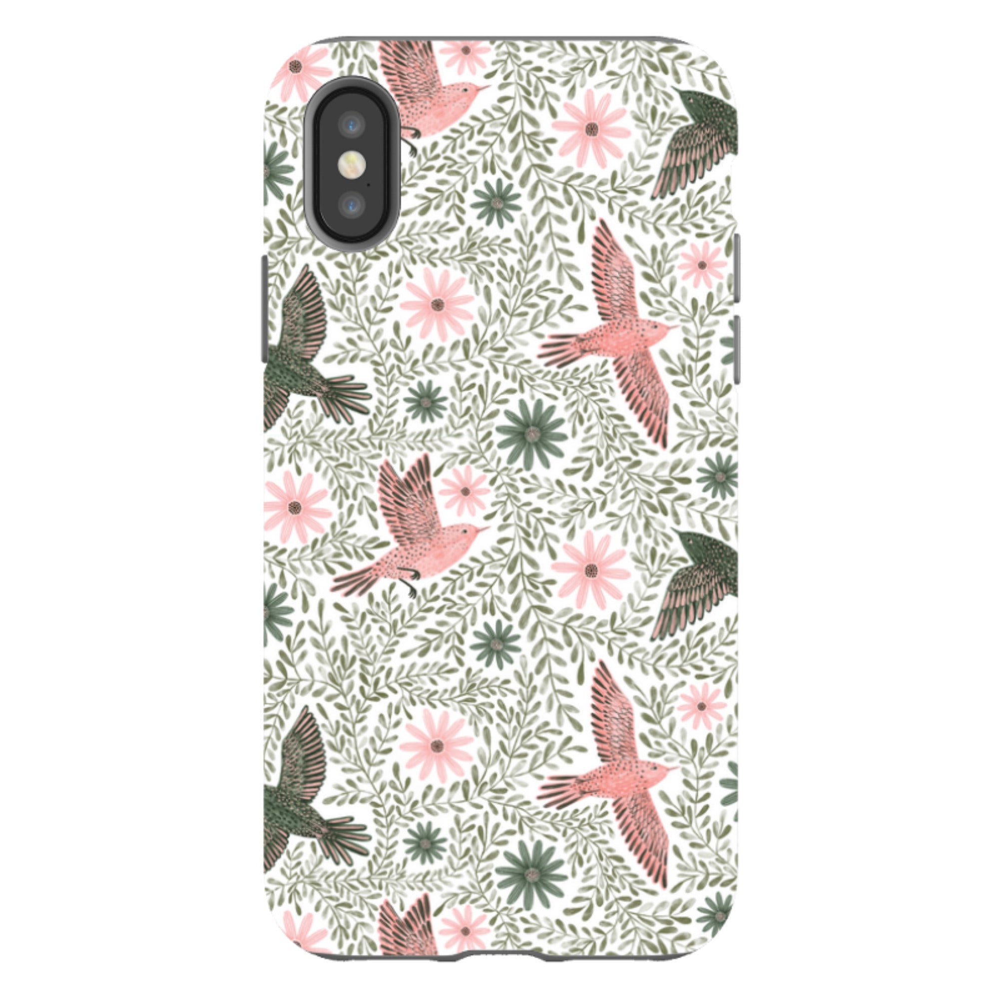 iPhone Tough Case - Bird Pattern Green By Lee Foster Wilson