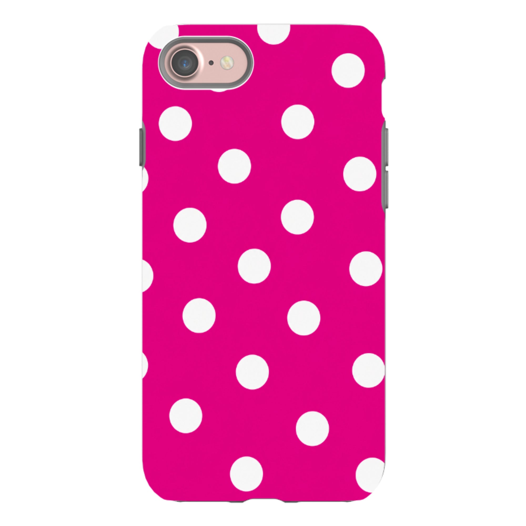 iPhone Tough Case - Hot Pink & White Polka Dot