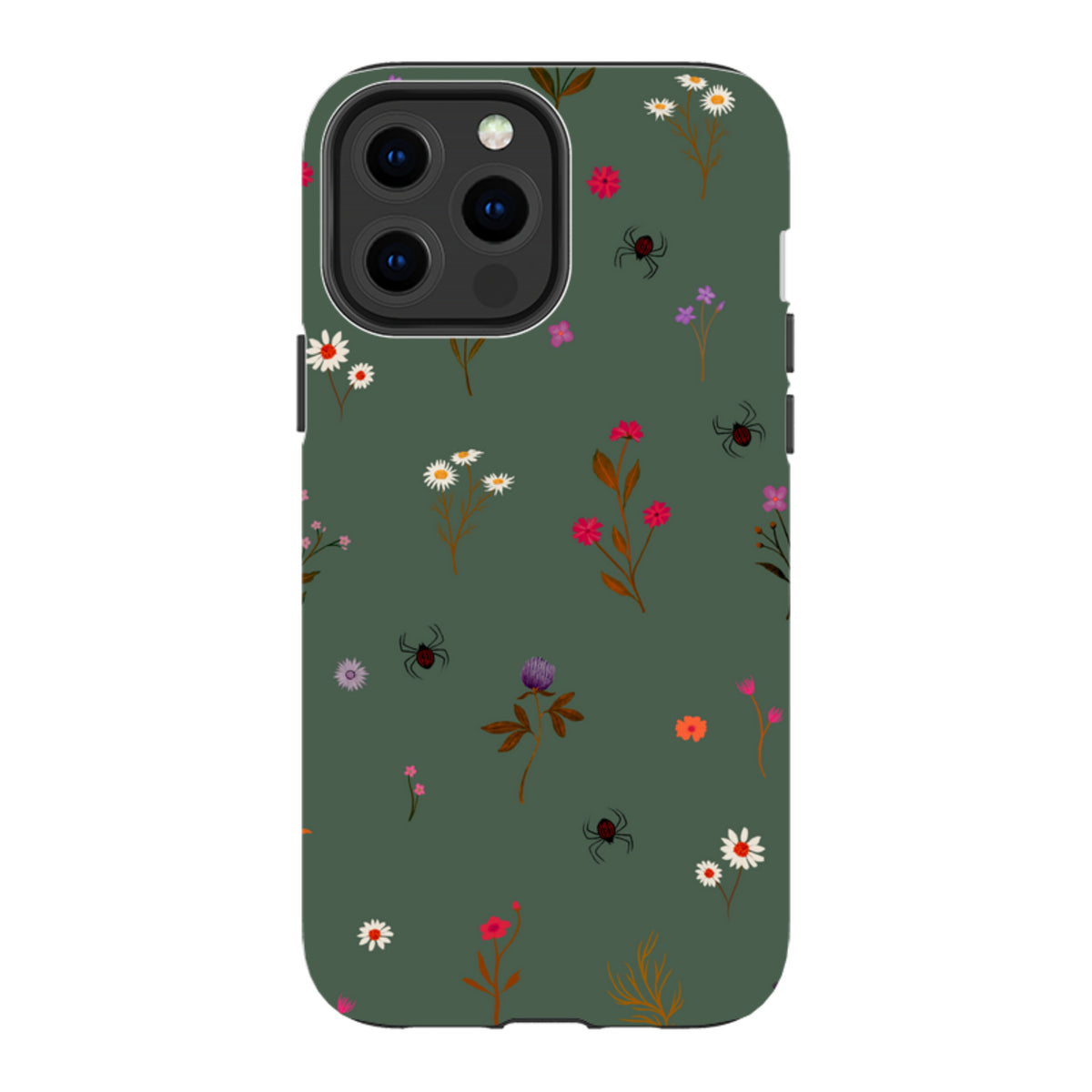 iPhone Tough Case - Florals and Spiders - Pine By Katherine Quinn