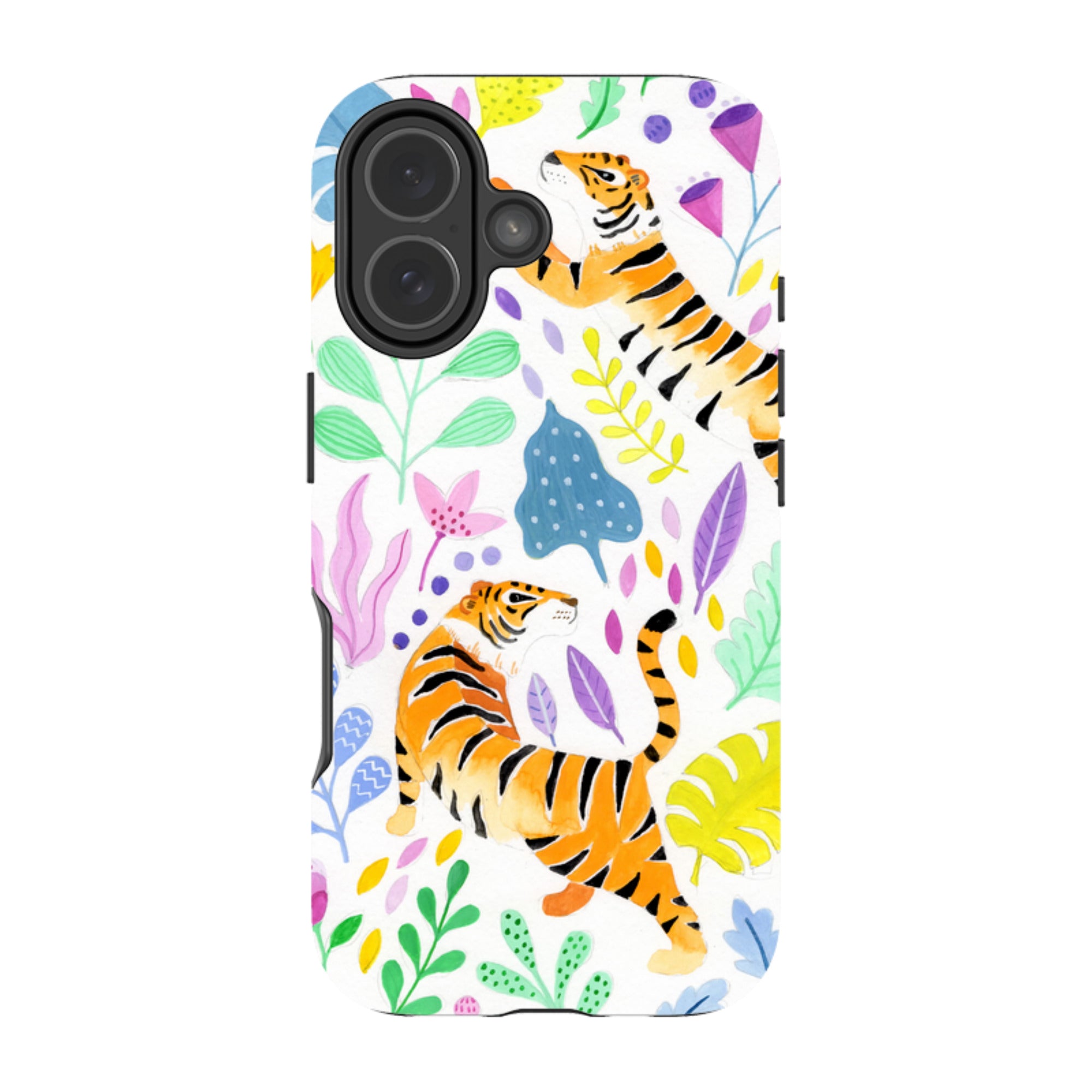 iPhone Tough Case - Tigers And Flowers By Bex Parkin