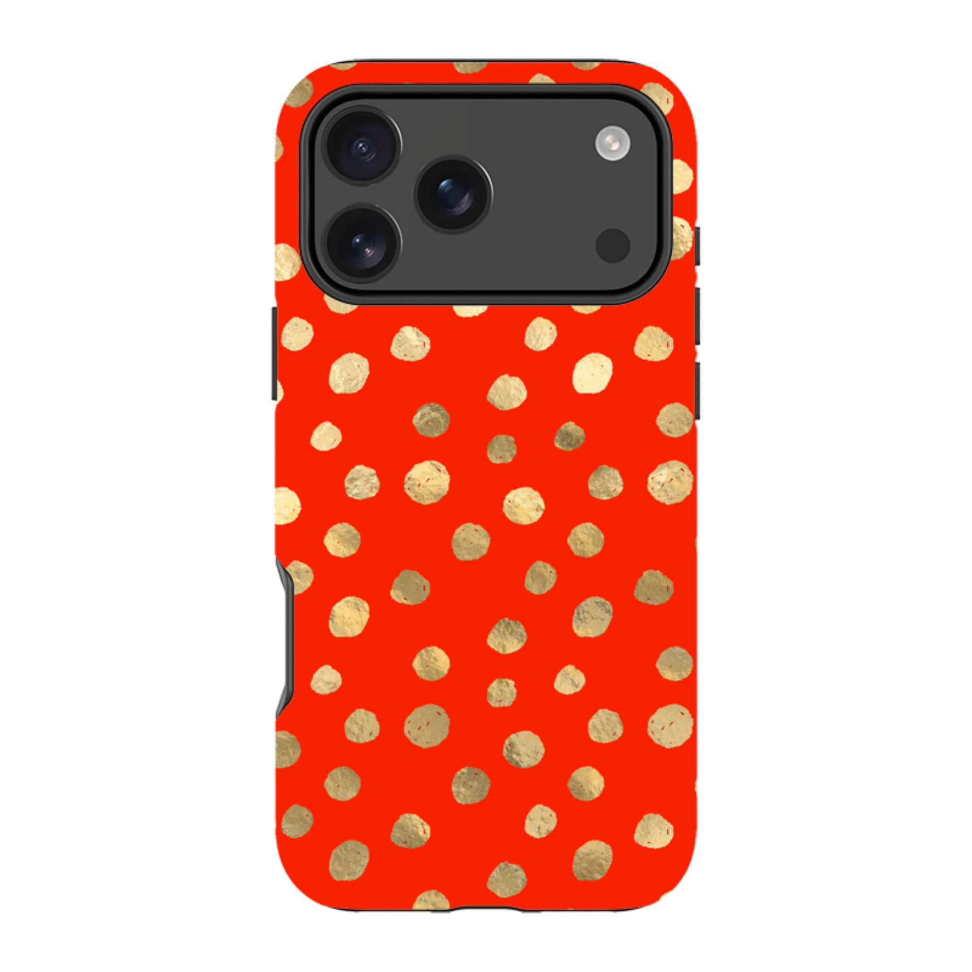 iPhone Tough Case - Red and Golden Dots