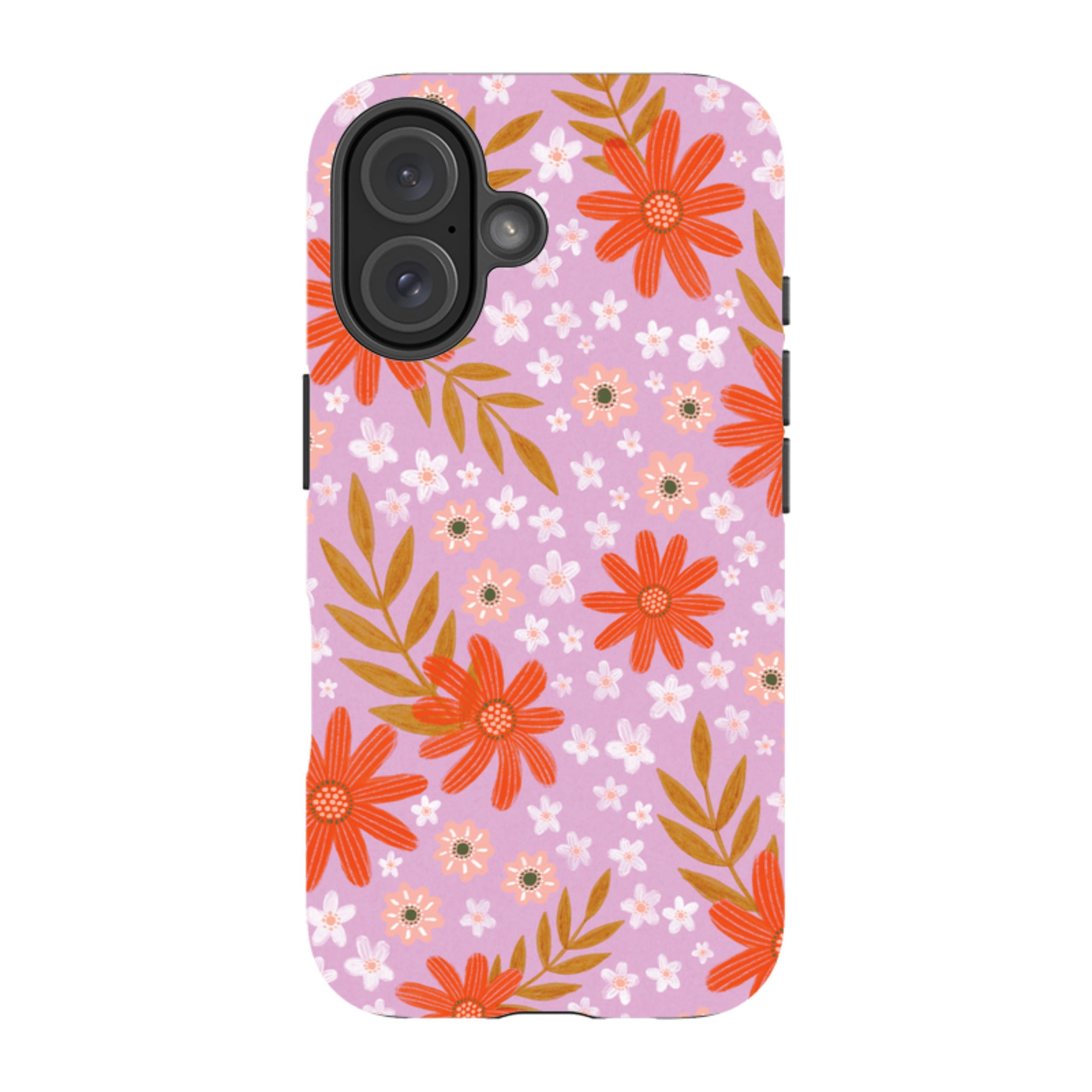 iPhone Tough Case - Lilac and Red Floral Pattern By Lee Foster Wilson