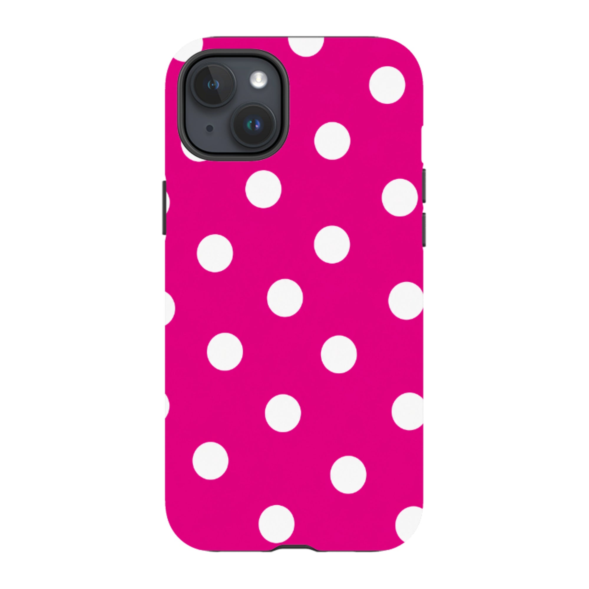 iPhone Tough Case - Hot Pink & White Polka Dot
