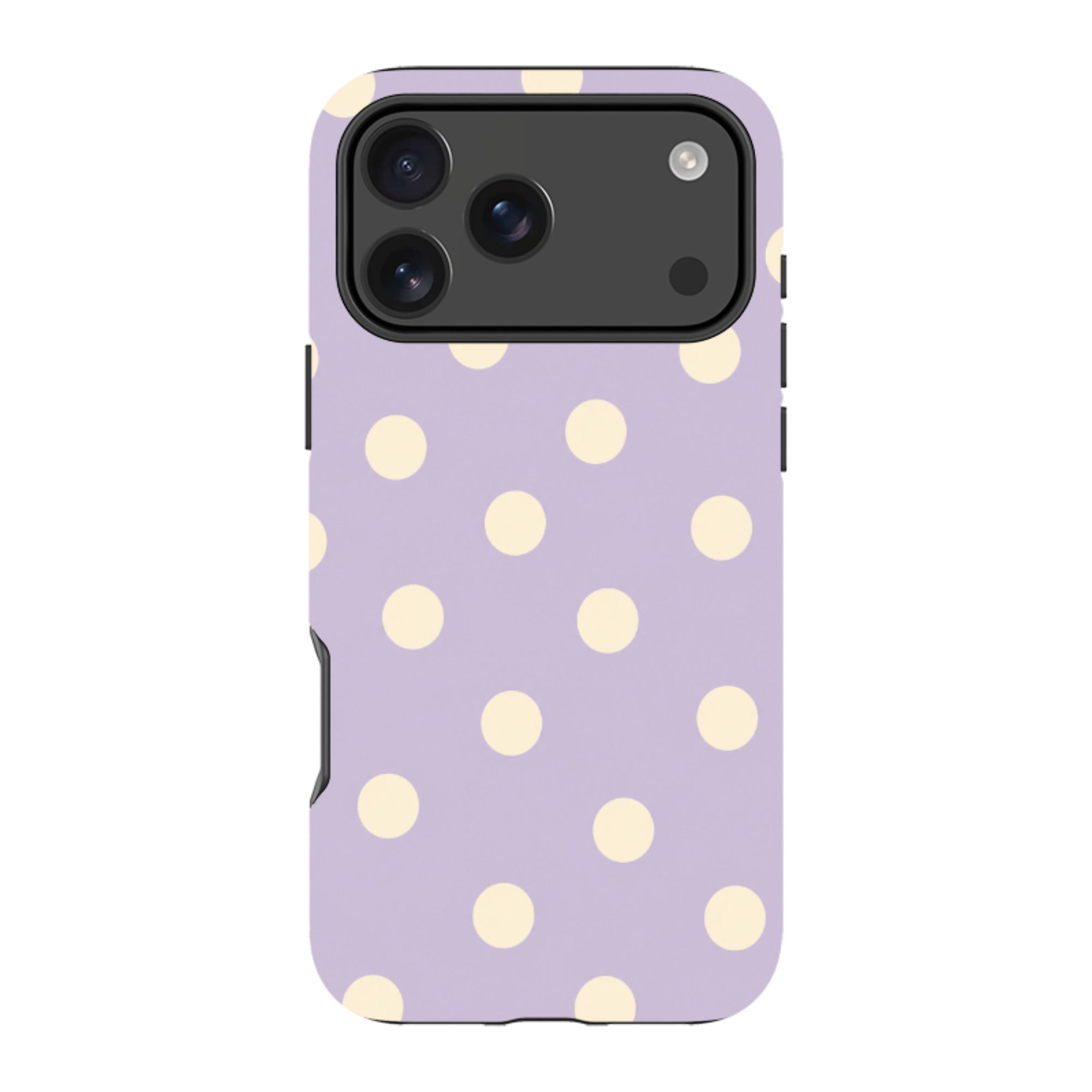 iPhone Tough Case - Pastel Purple & Cream Polka Dot