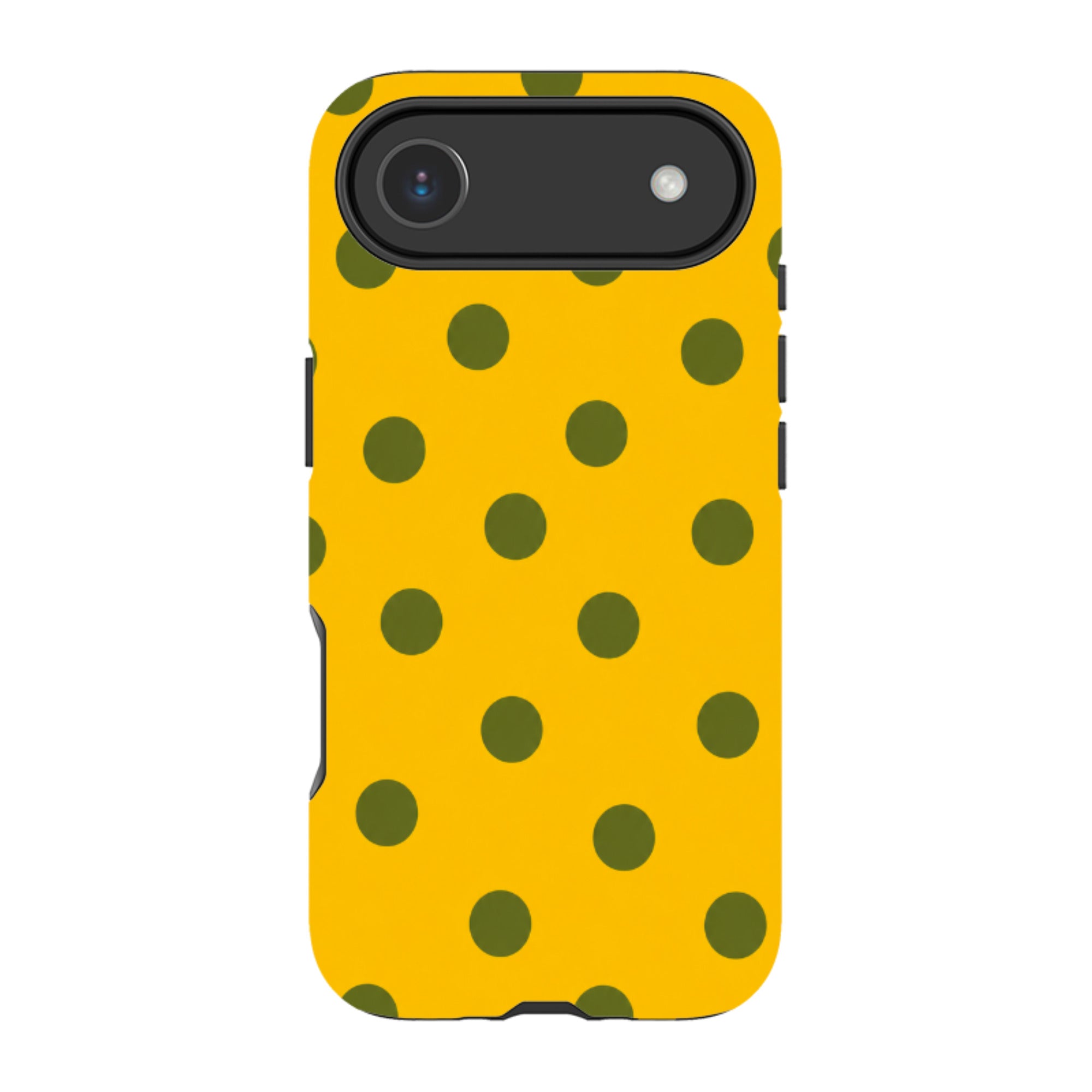 iPhone MagSafe Tough Case - Mustard Yellow & Olive Green Polka Dot