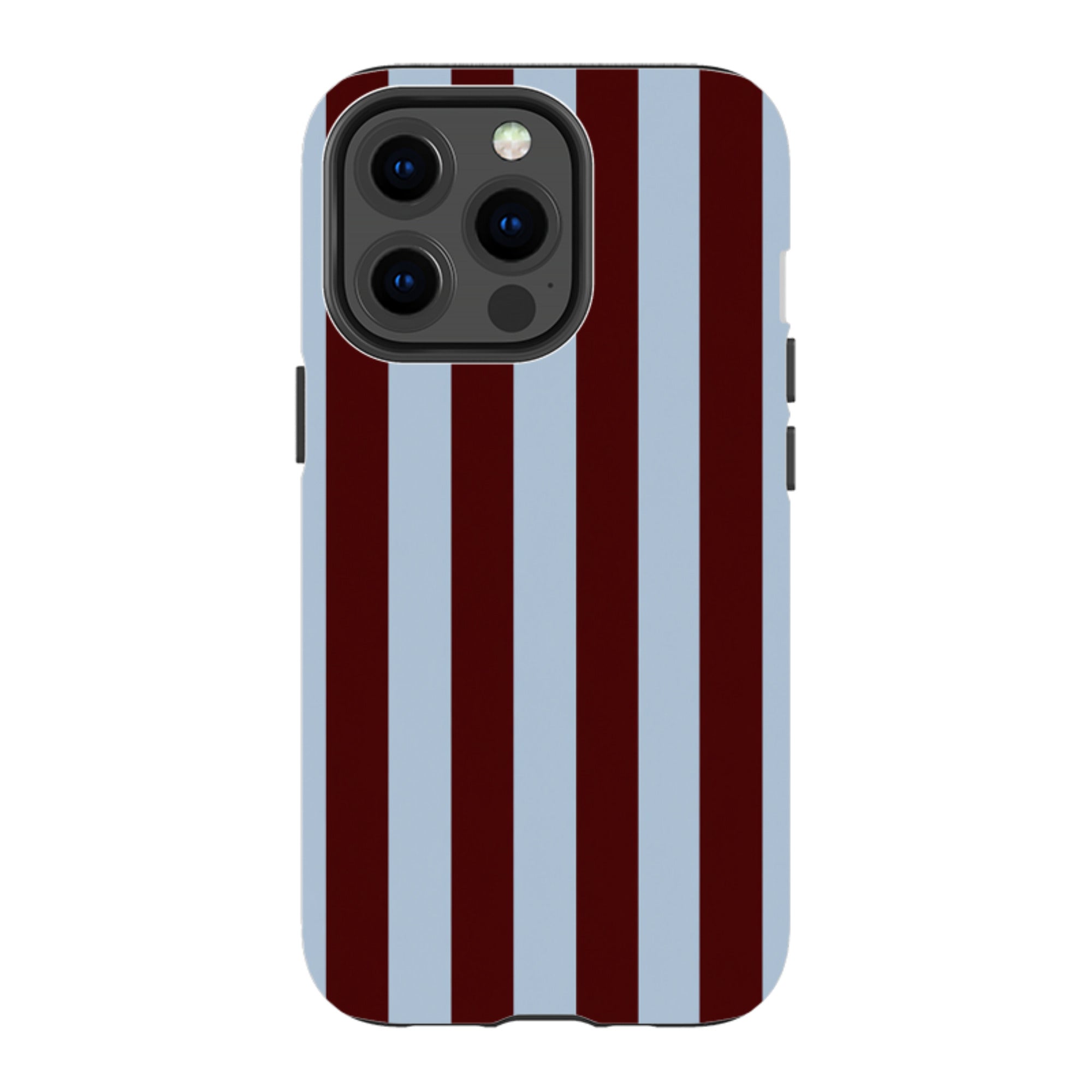iPhone Tough Case - Claret & Sky Blue Stripe