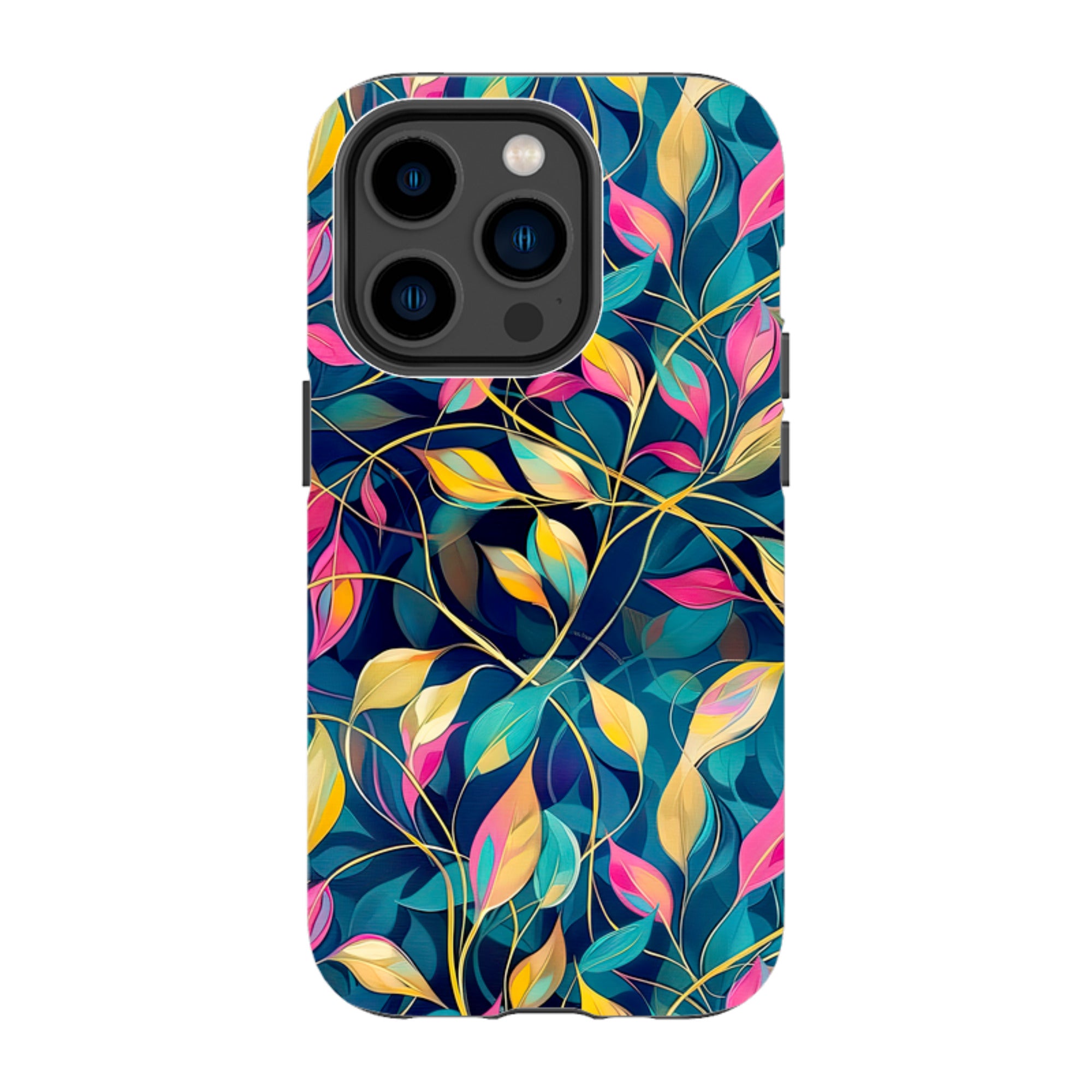 iPhone Case - Pink and Teal Leaves