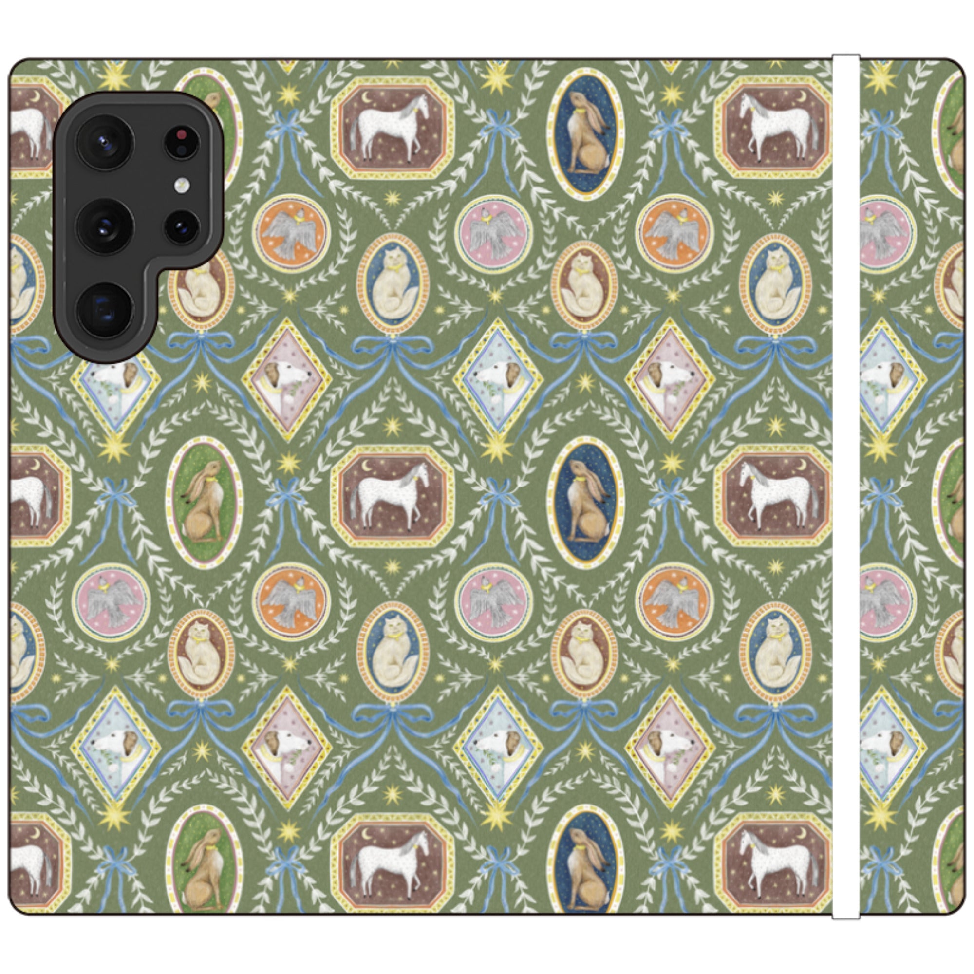 Charleston Moss Green Wallet Case By Catherine Rowe