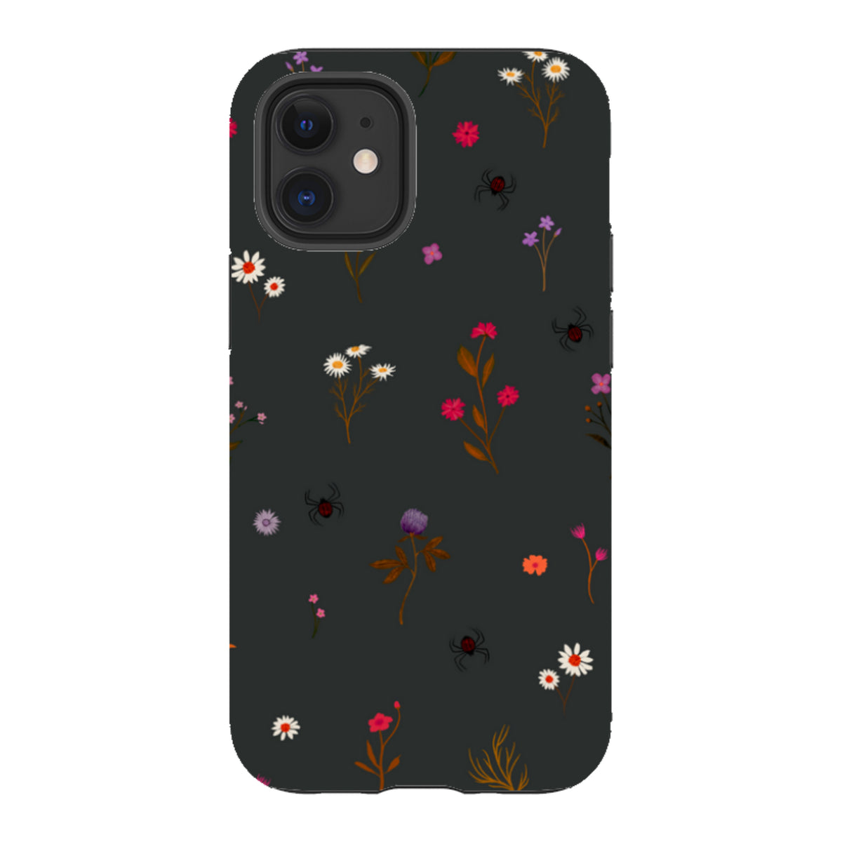 iPhone Tough Case - Florals and Spiders - Charcoal By Katherine Quinn