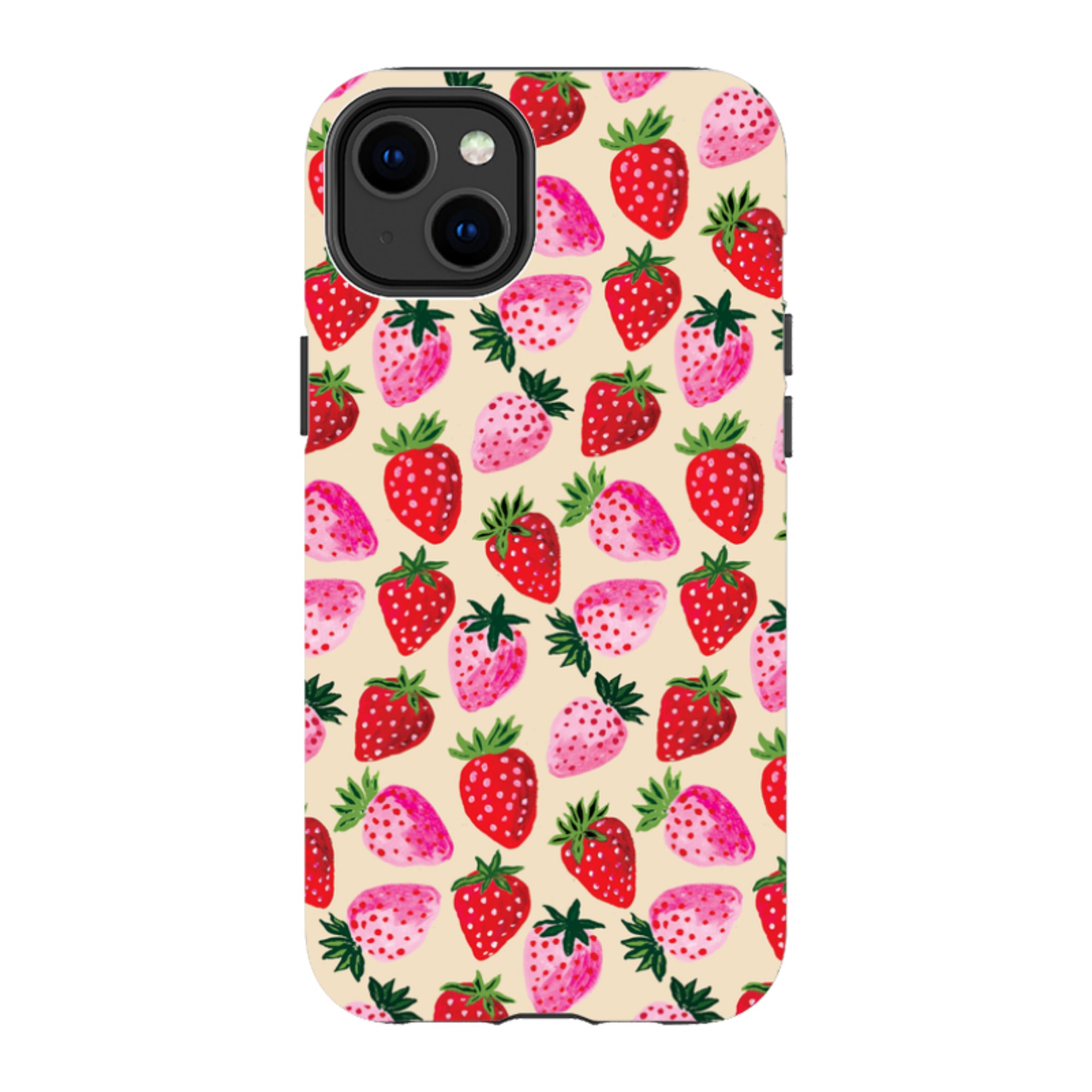iPhone Tough Case - Strawberry Scatter Cream By Emma Frances Grant