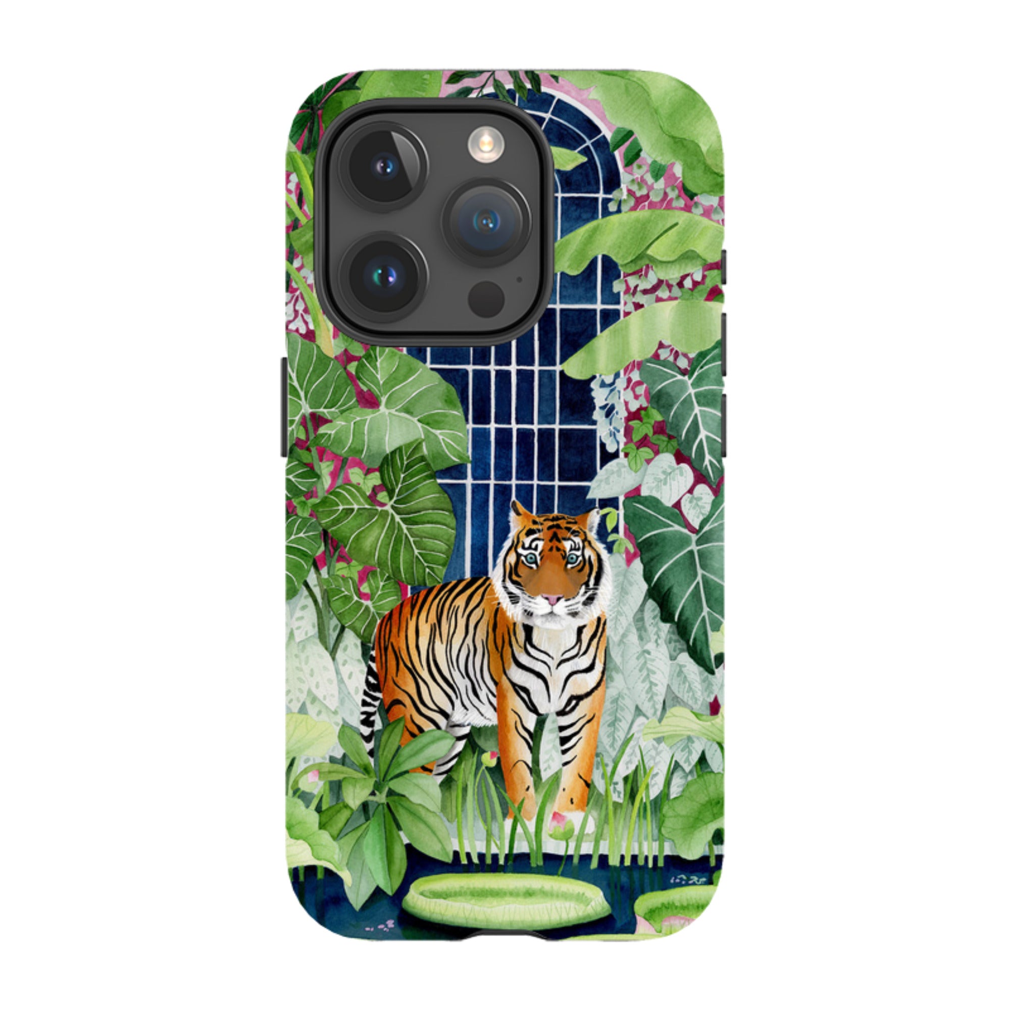 iPhone MagSafe Tough Case - Green House Tiger By Bex Parkin