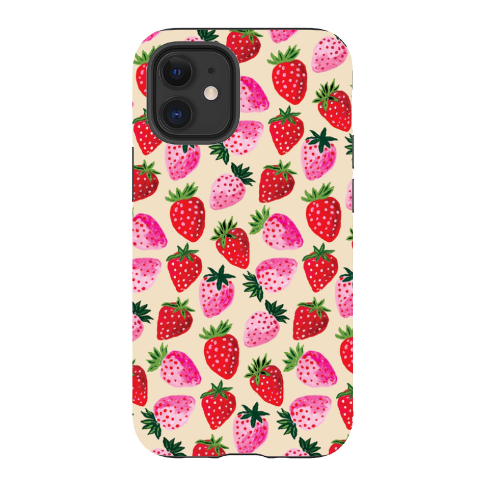 iPhone Tough Case - Strawberry Scatter Cream By Emma Frances Grant