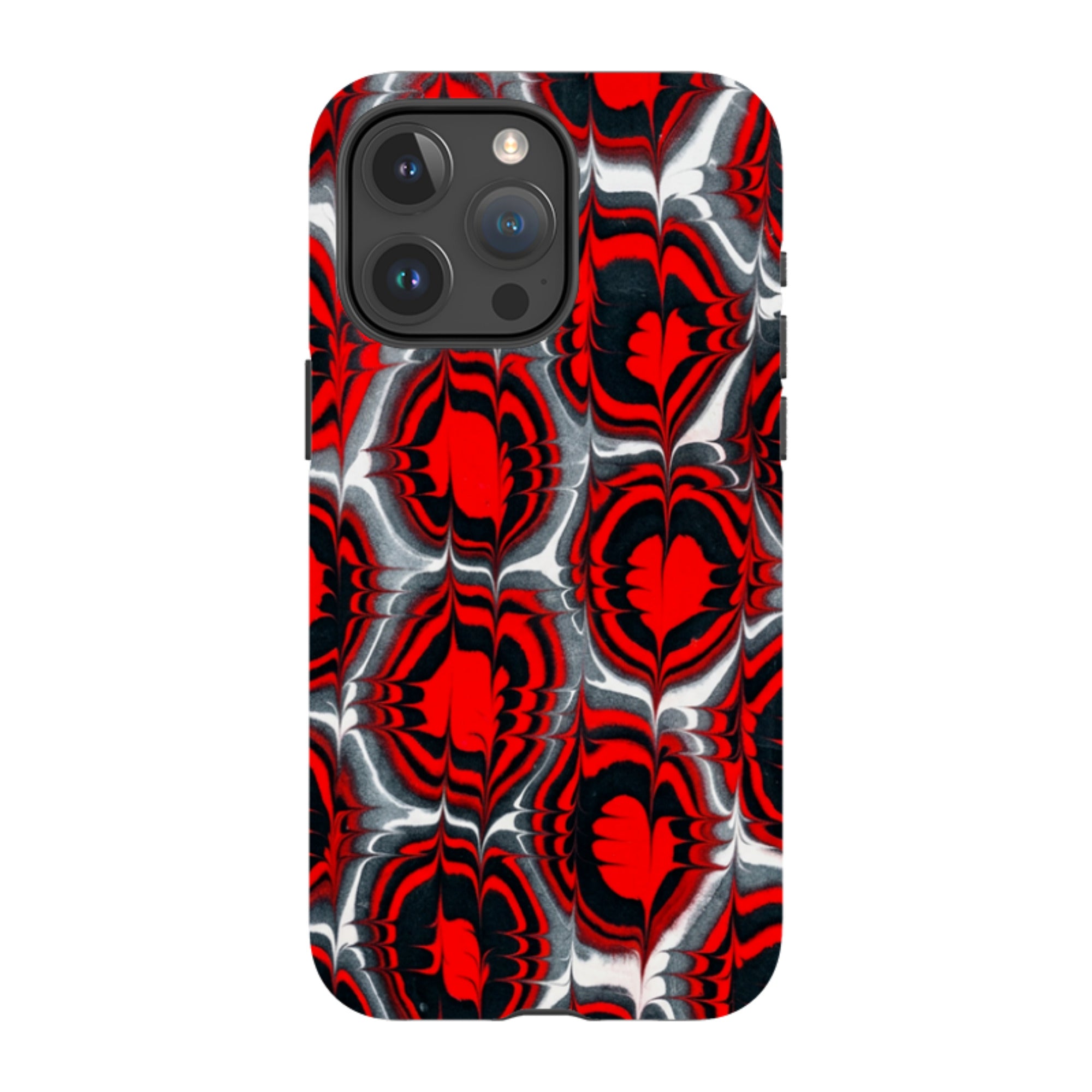 iPhone Tough Case - Red & Black Marble