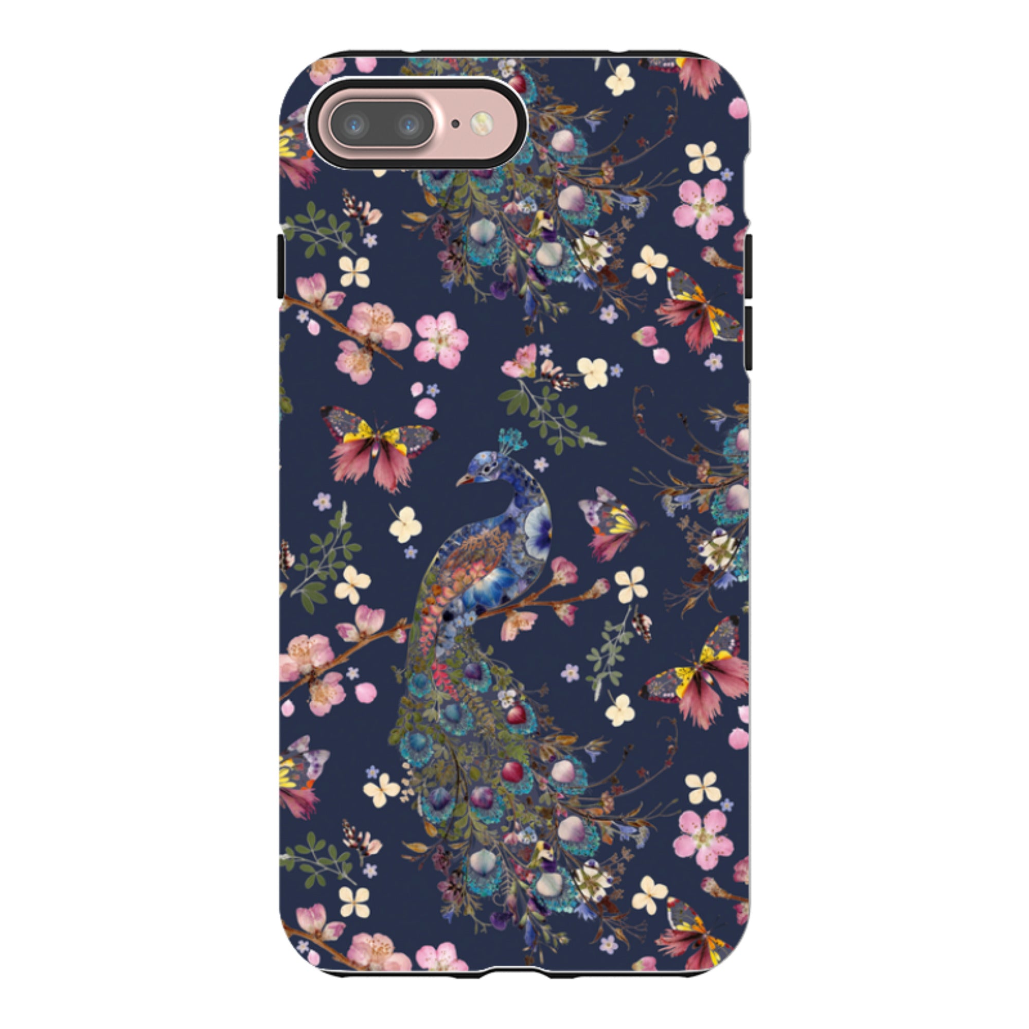 iPhone Tough Case - Peacock and Cherry Blossoms Iris By Helen Ahpornsiri