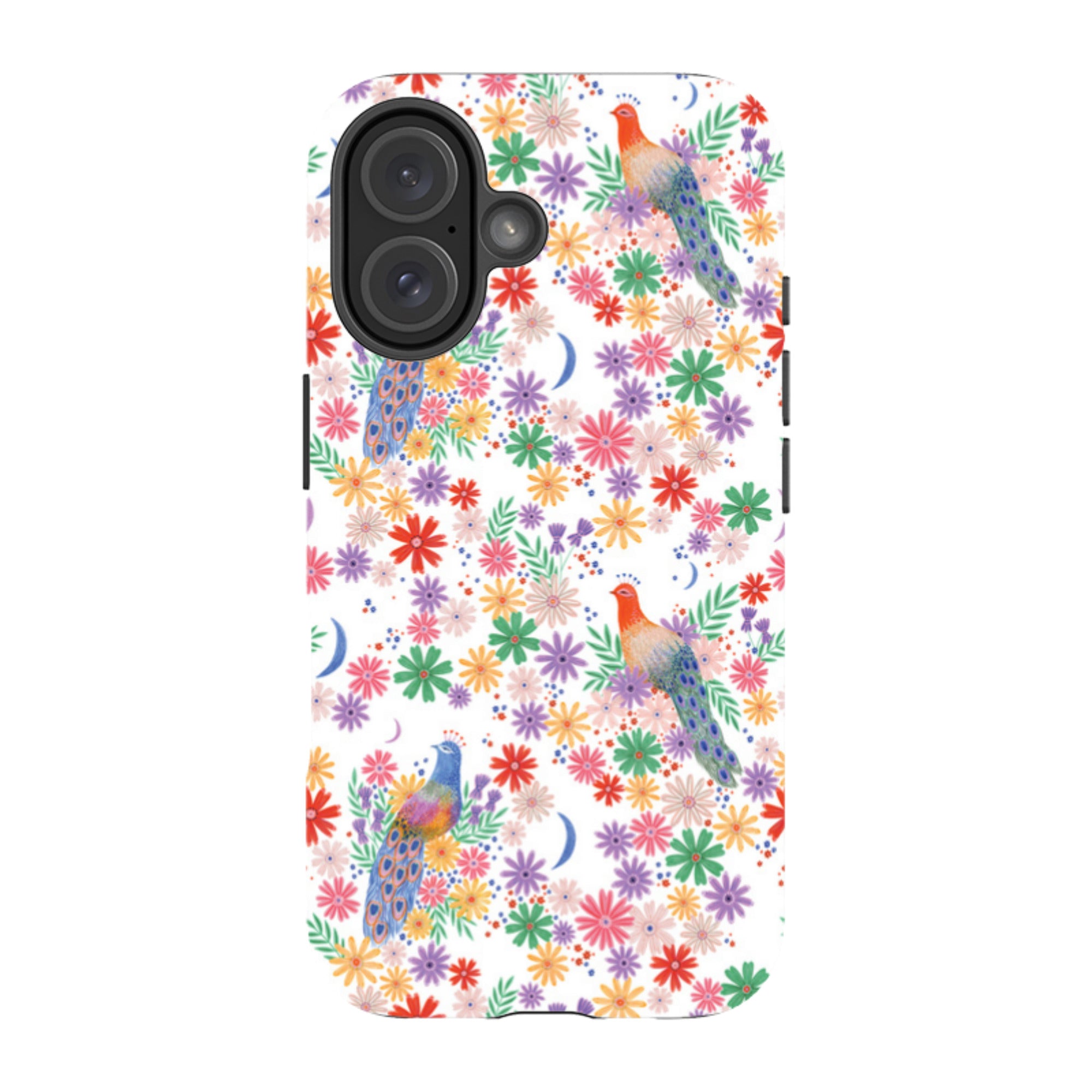 iPhone Tough Case - Peacock Pattern White By Lee Foster Wilson