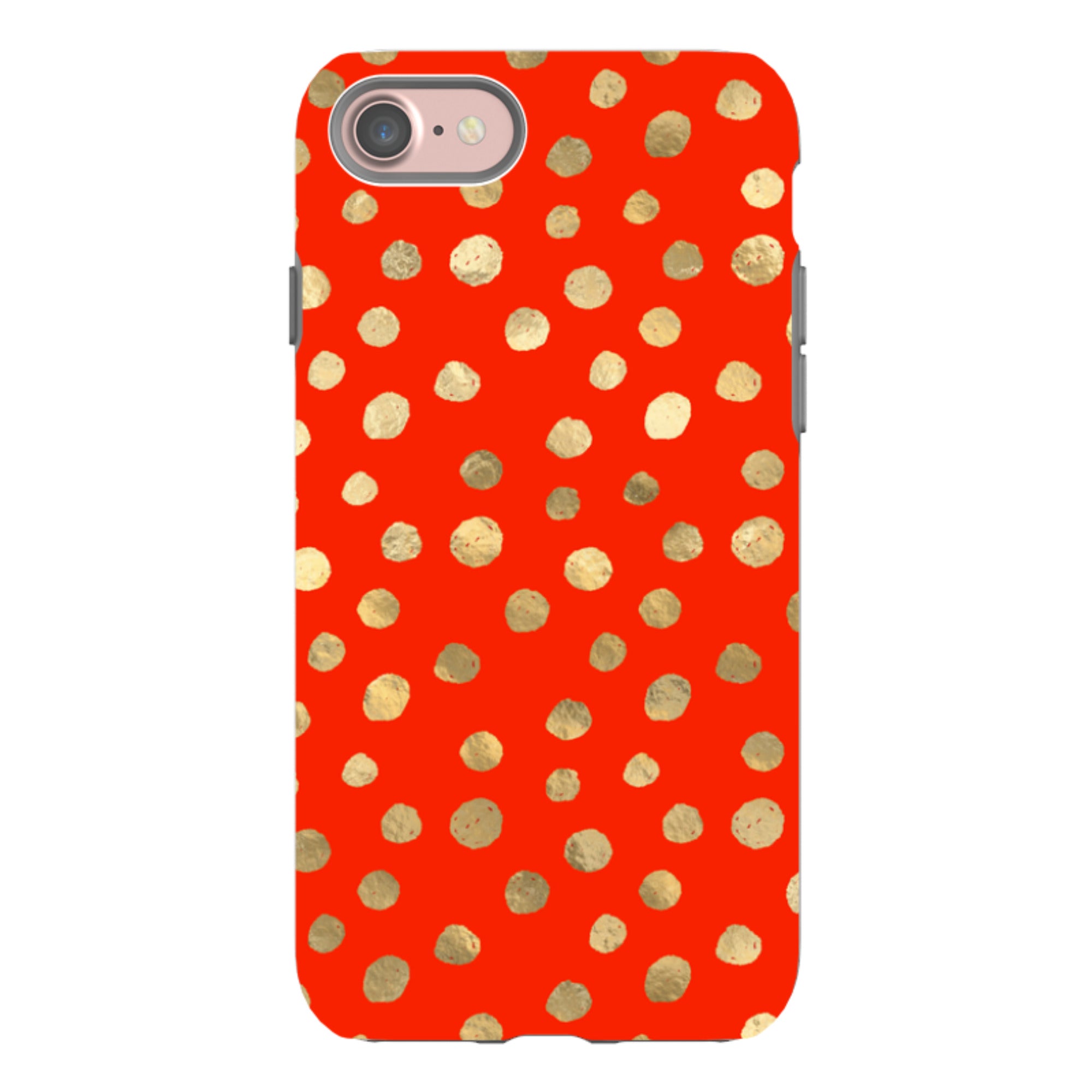 iPhone Tough Case - Red and Golden Dots