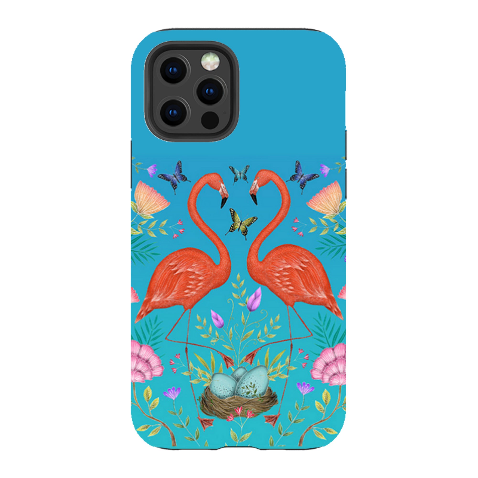 iPhone Tough Case - Flamingos And Flowers By Catherine Rowe