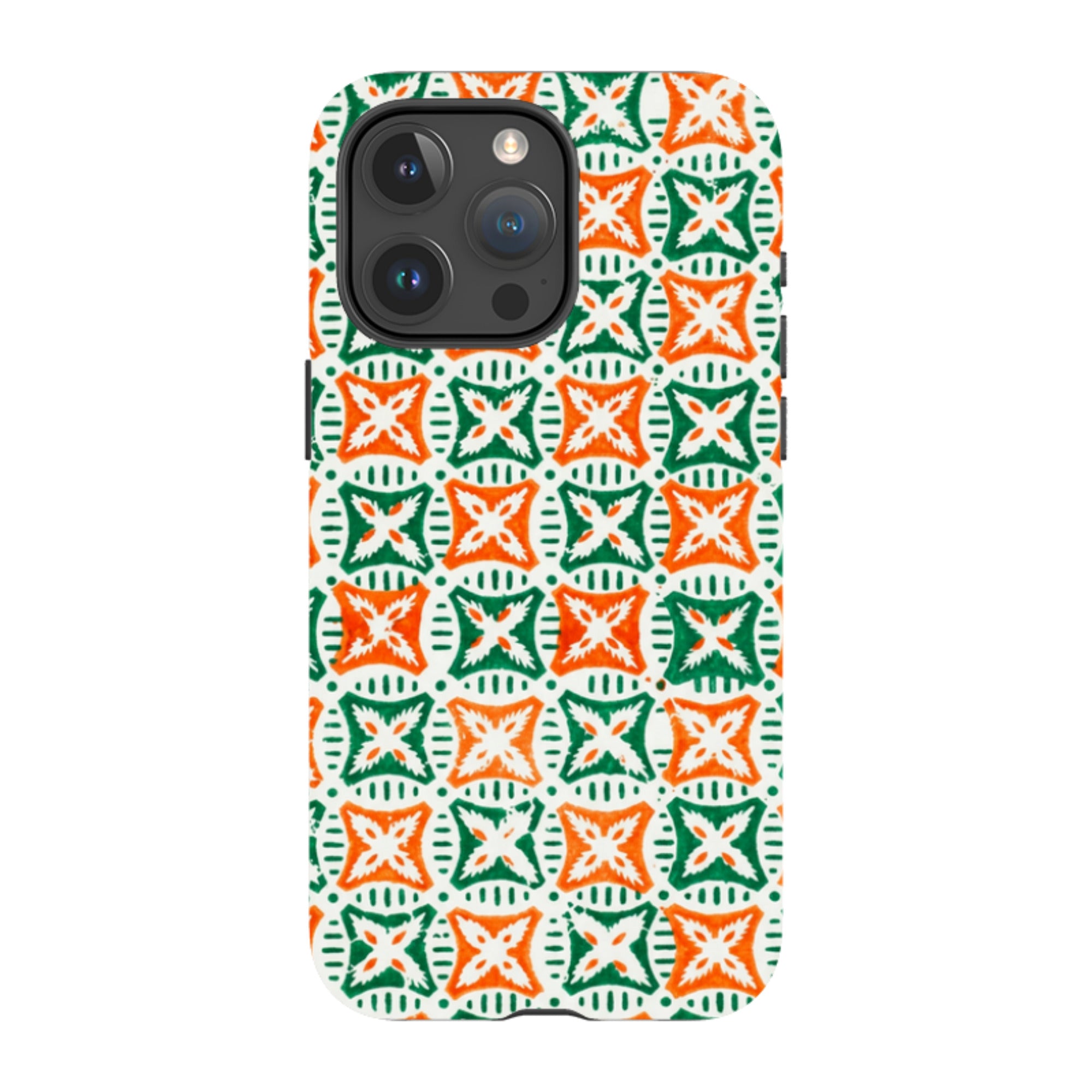 iPhone Tough Case - Orange & Green Tile