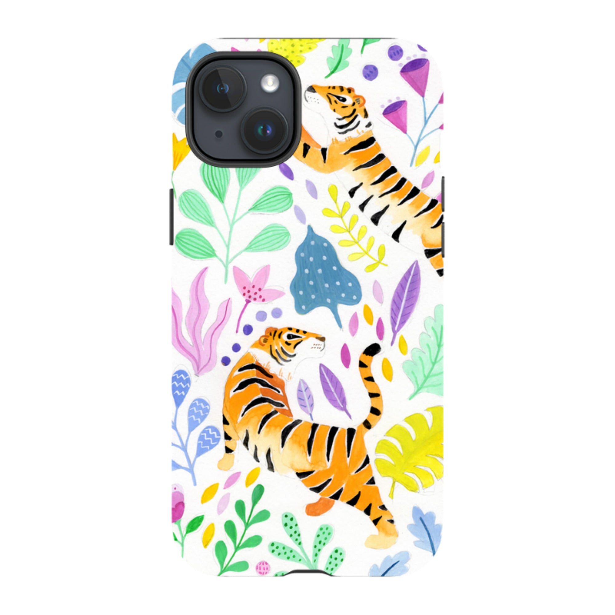 iPhone Tough Case - Tigers And Flowers By Bex Parkin