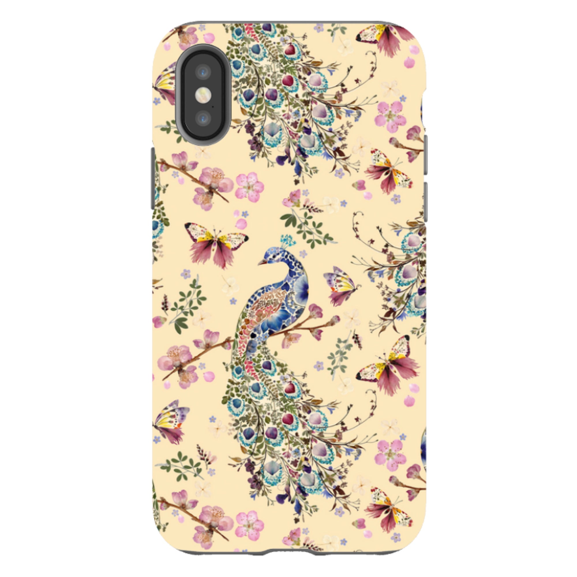 iPhone Tough Case - Peacock and Cherry Blossoms Lilly By Helen Ahpornsiri