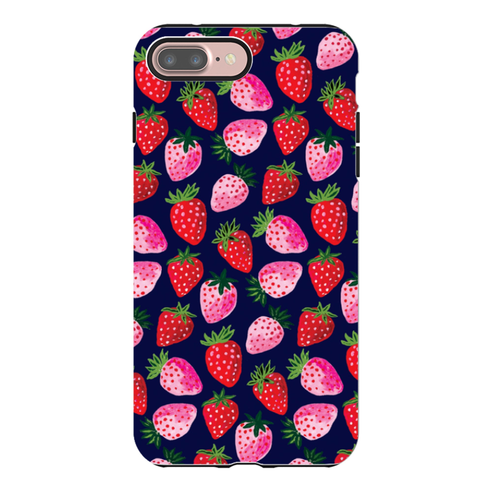 iPhone Tough Case - Strawberry Scatter Navy By Emma Frances Grant