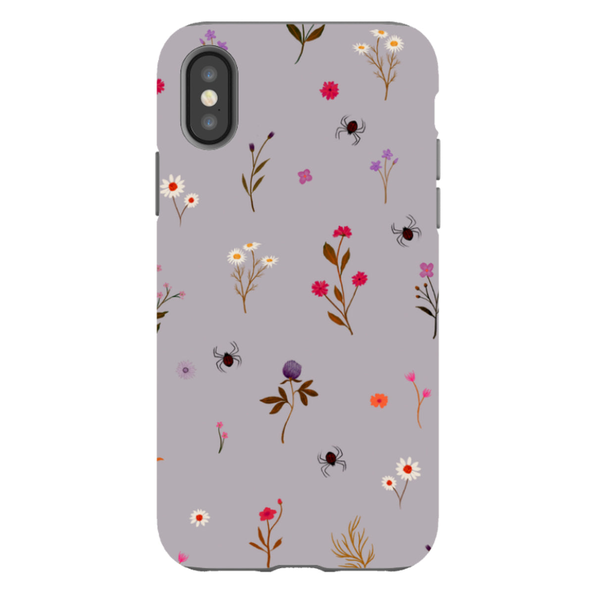 iPhone Tough Case - Florals and Spiders - Mauve By Katherine Quinn