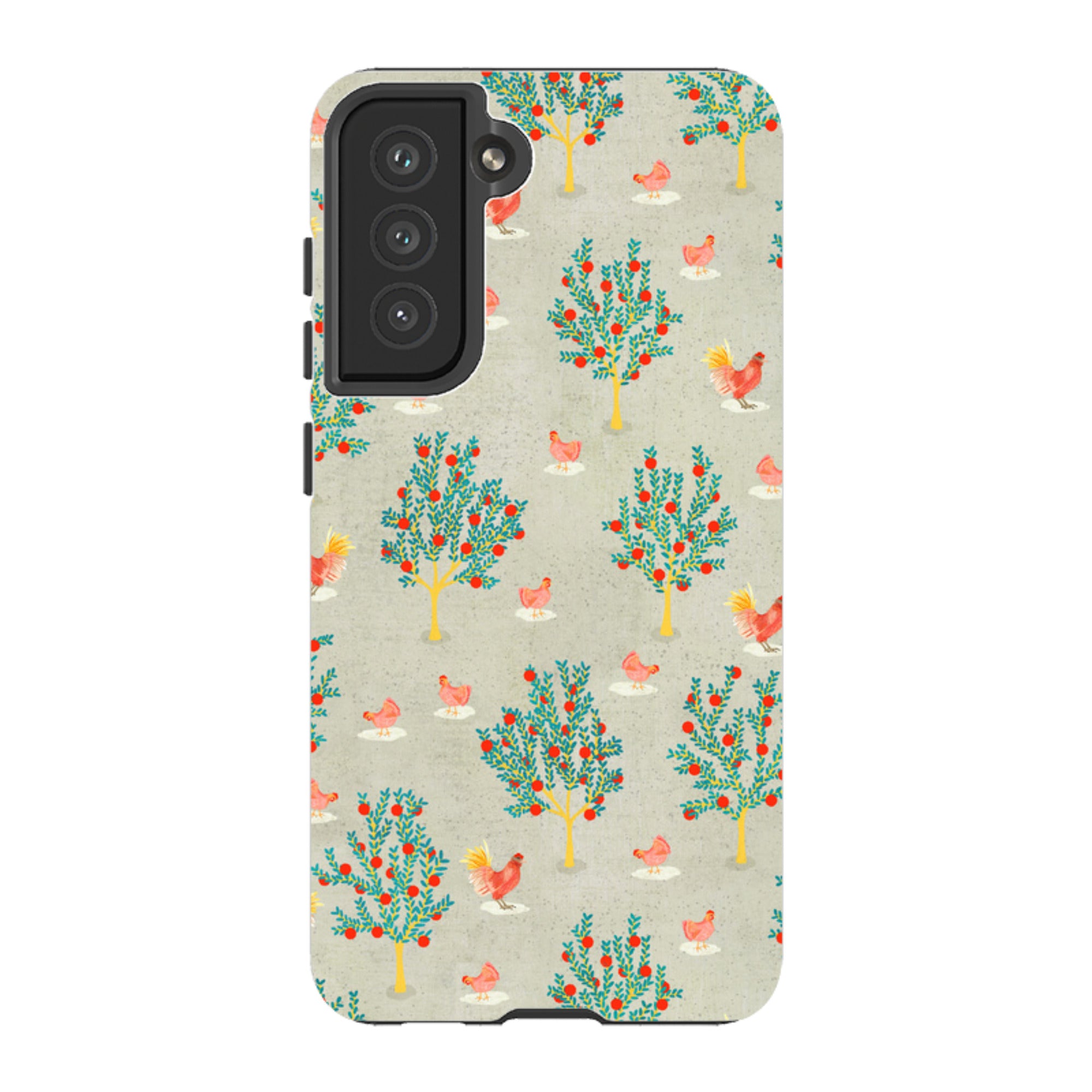 Samsung Tough Case - Apple Trees And Chickens Grey By Katherine Quinn