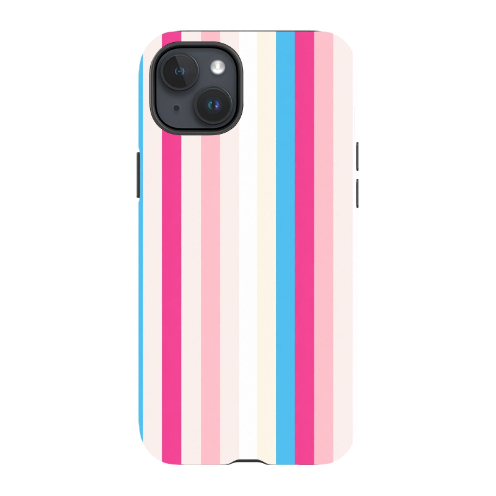 iPhone Tough Case - Pink, Blue & Cream Stripe