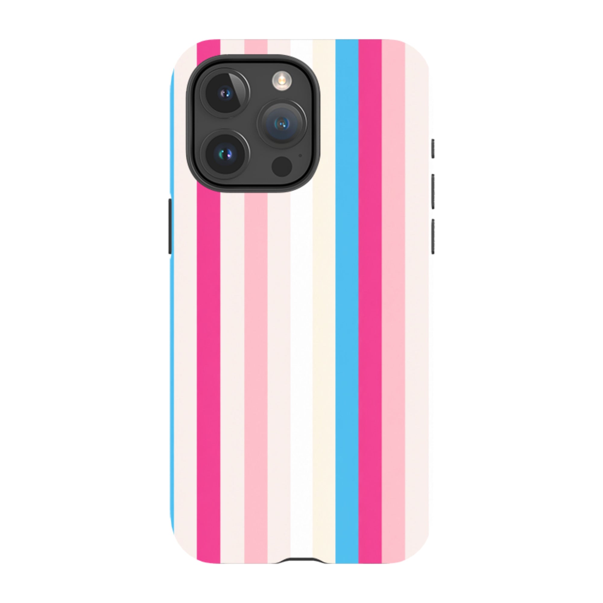 iPhone Tough Case - Pink, Blue & Cream Stripe