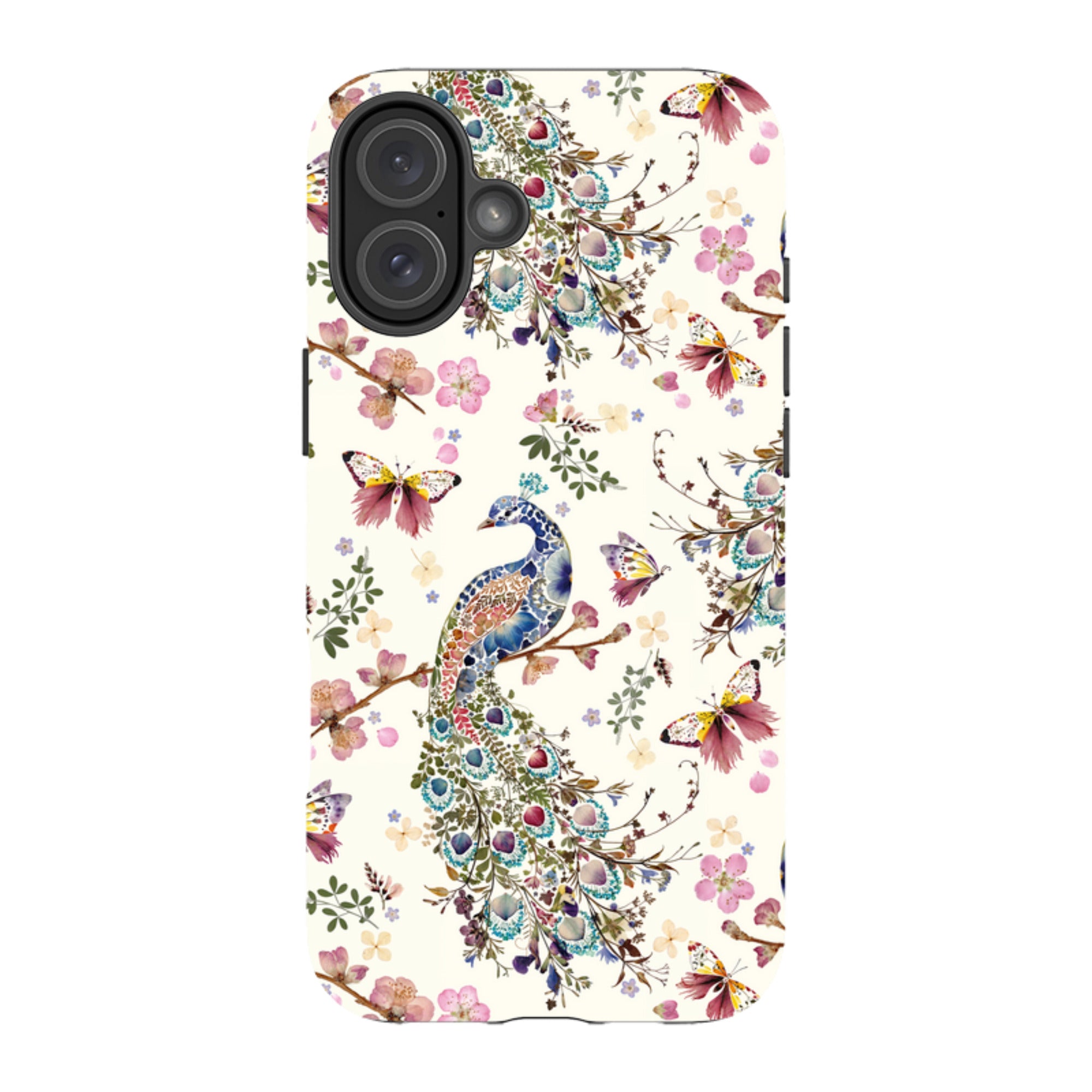 iPhone Tough Case - Peacock and Cherry Blossoms By Helen Ahpornsiri