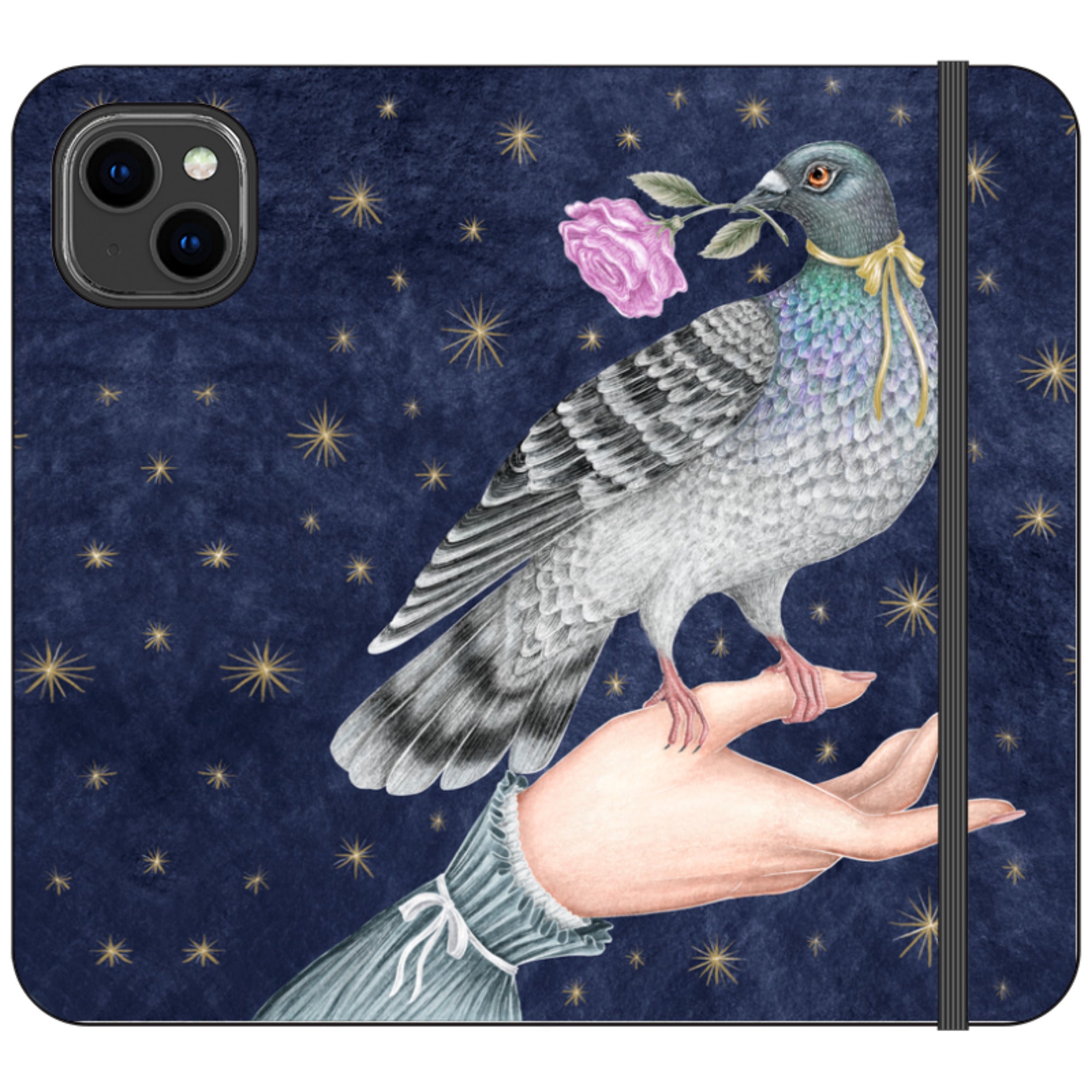 Pigeon With Rose Wallet Case By Catherine Rowe