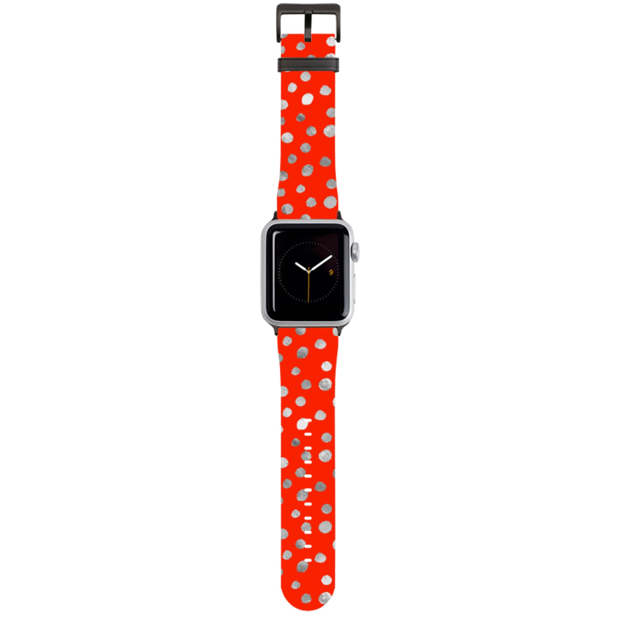 Red and Silver Dots Apple Watch Strap