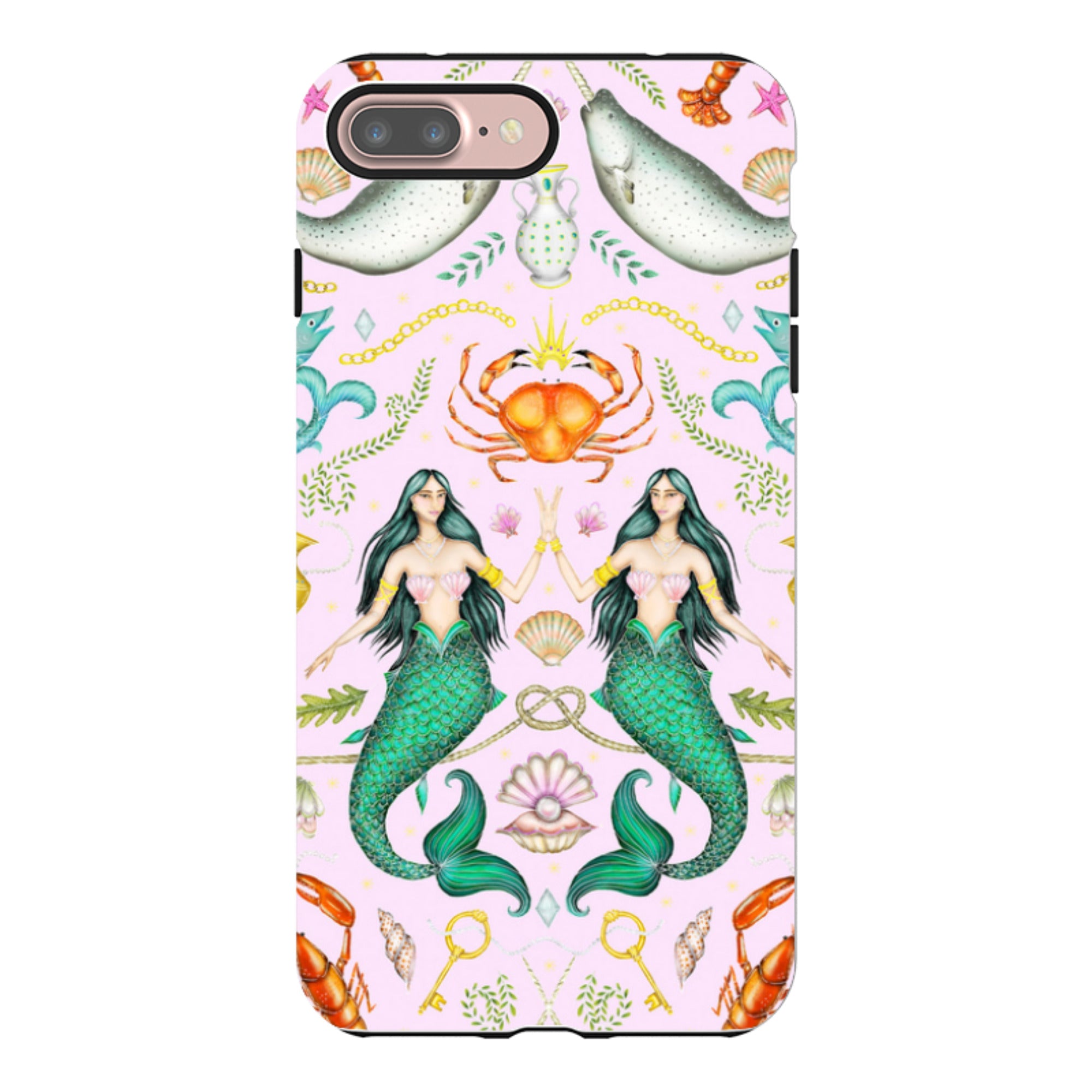 iPhone Tough Case - Tritons Treasure Pink By Catherine Rowe
