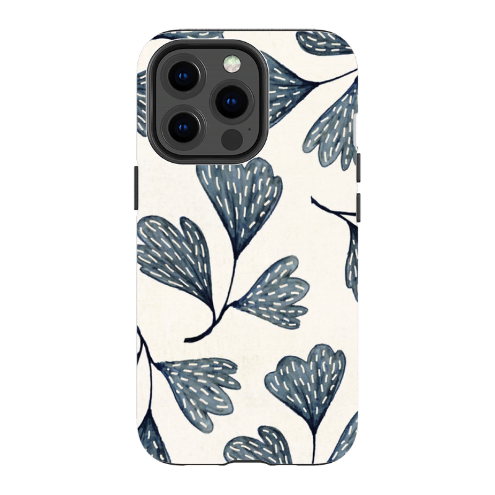 iPhone MagSafe Tough Case - Indigo Leaves By Katherine Quinn
