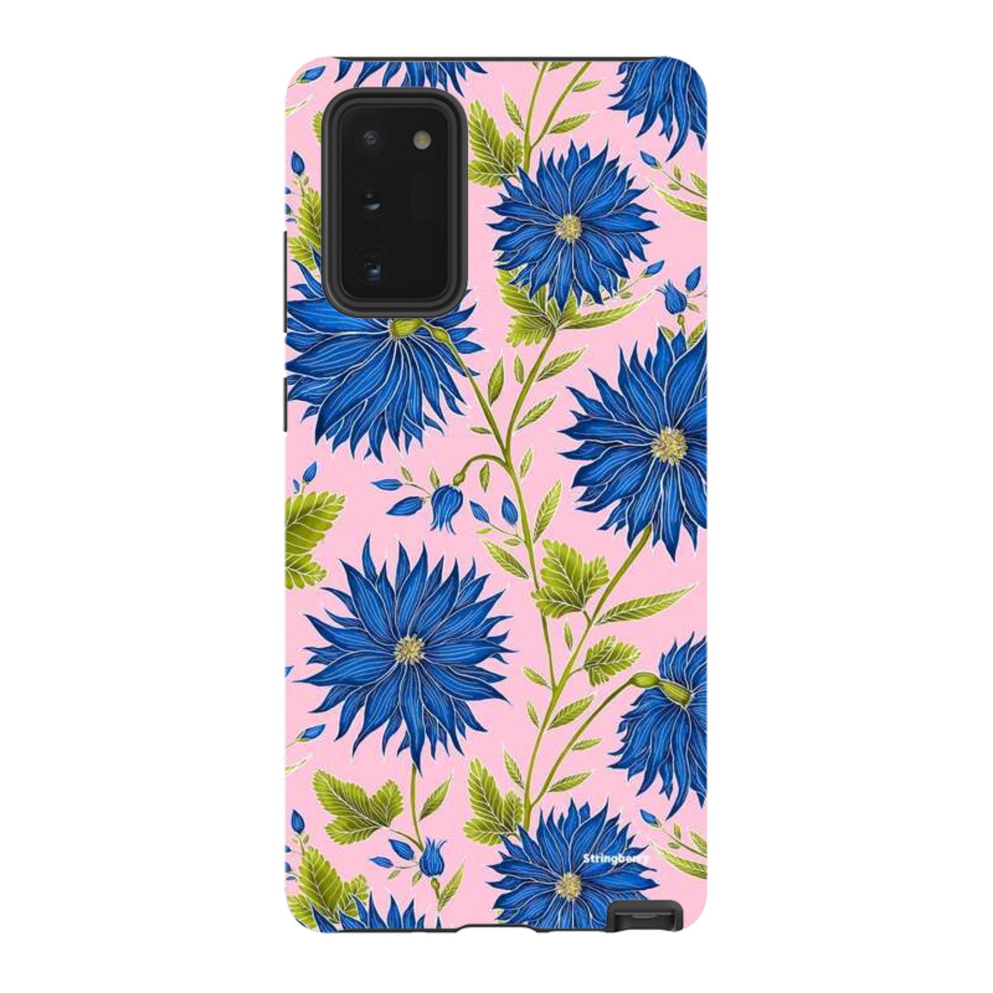 Samsung Tough Case - Blue Flowers Pink By Catherine Rowe