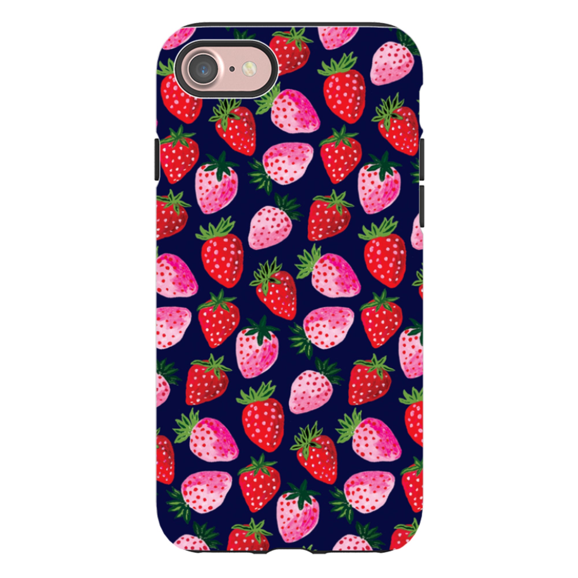 iPhone Tough Case - Strawberry Scatter Navy By Emma Frances Grant