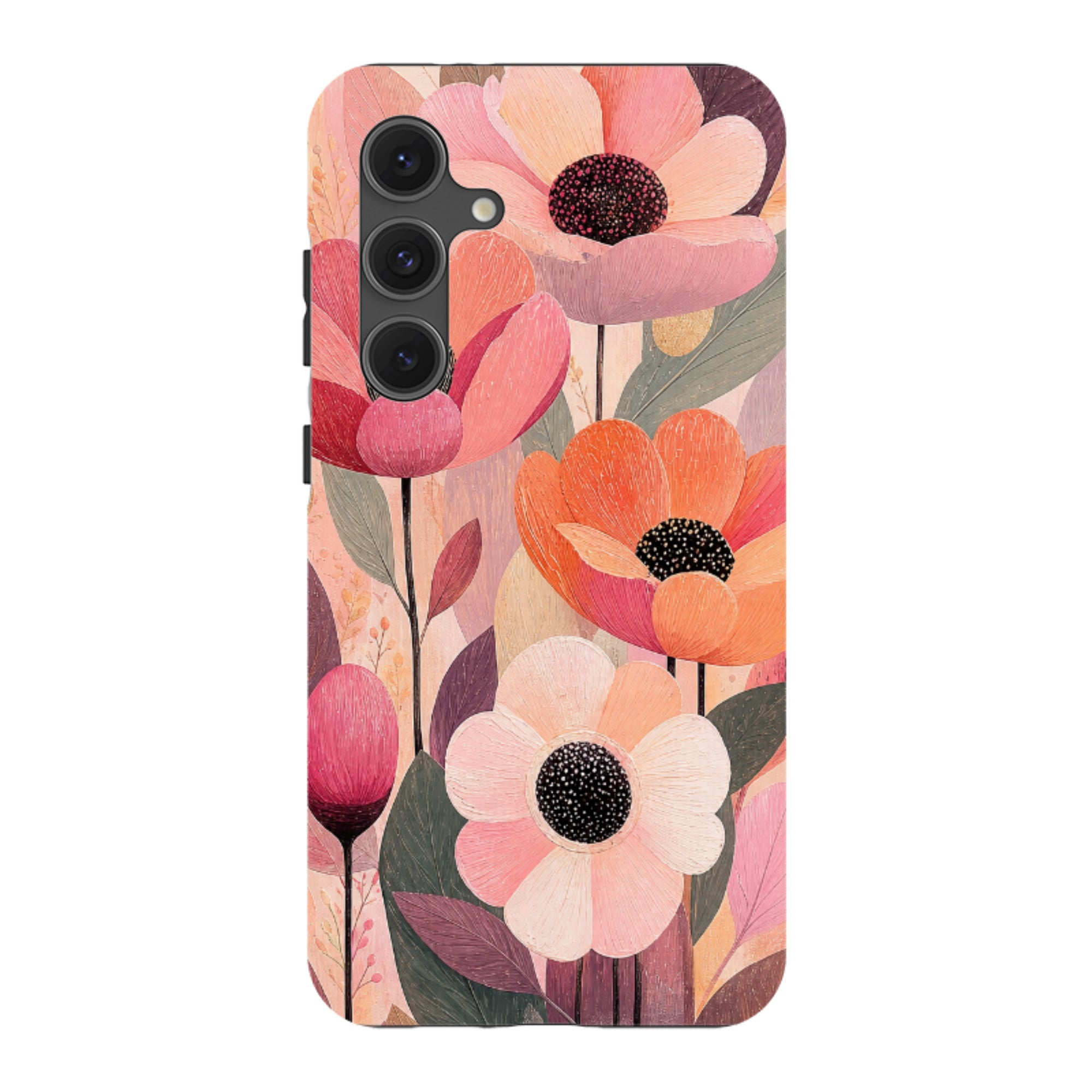 Samsung Tough Case - Peach Woodgrain Floral